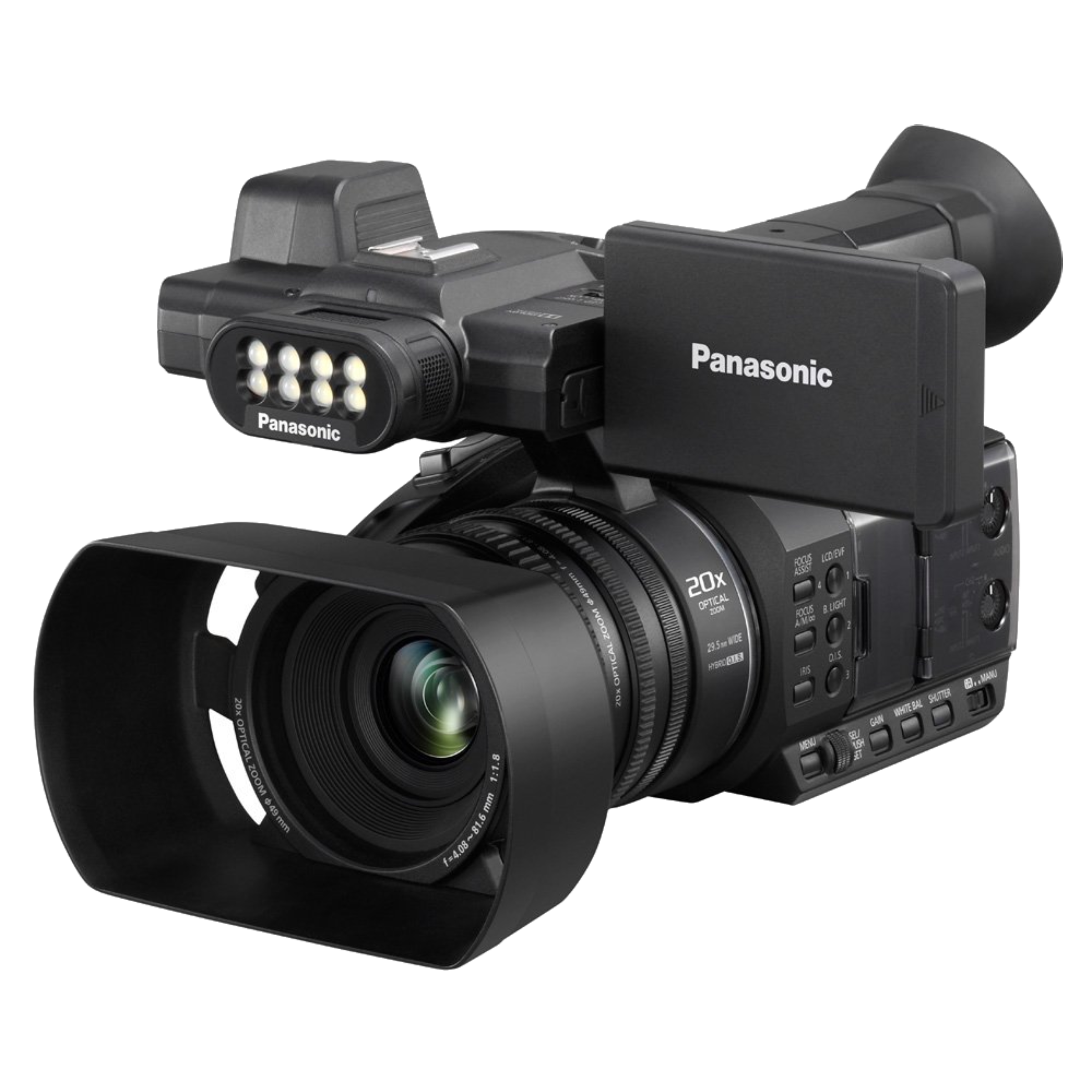 Panasonic Professional 6.03MP Camcorder (20x Optical Zoom, Built-in LED Light, HC-PV100GW, Black)_1