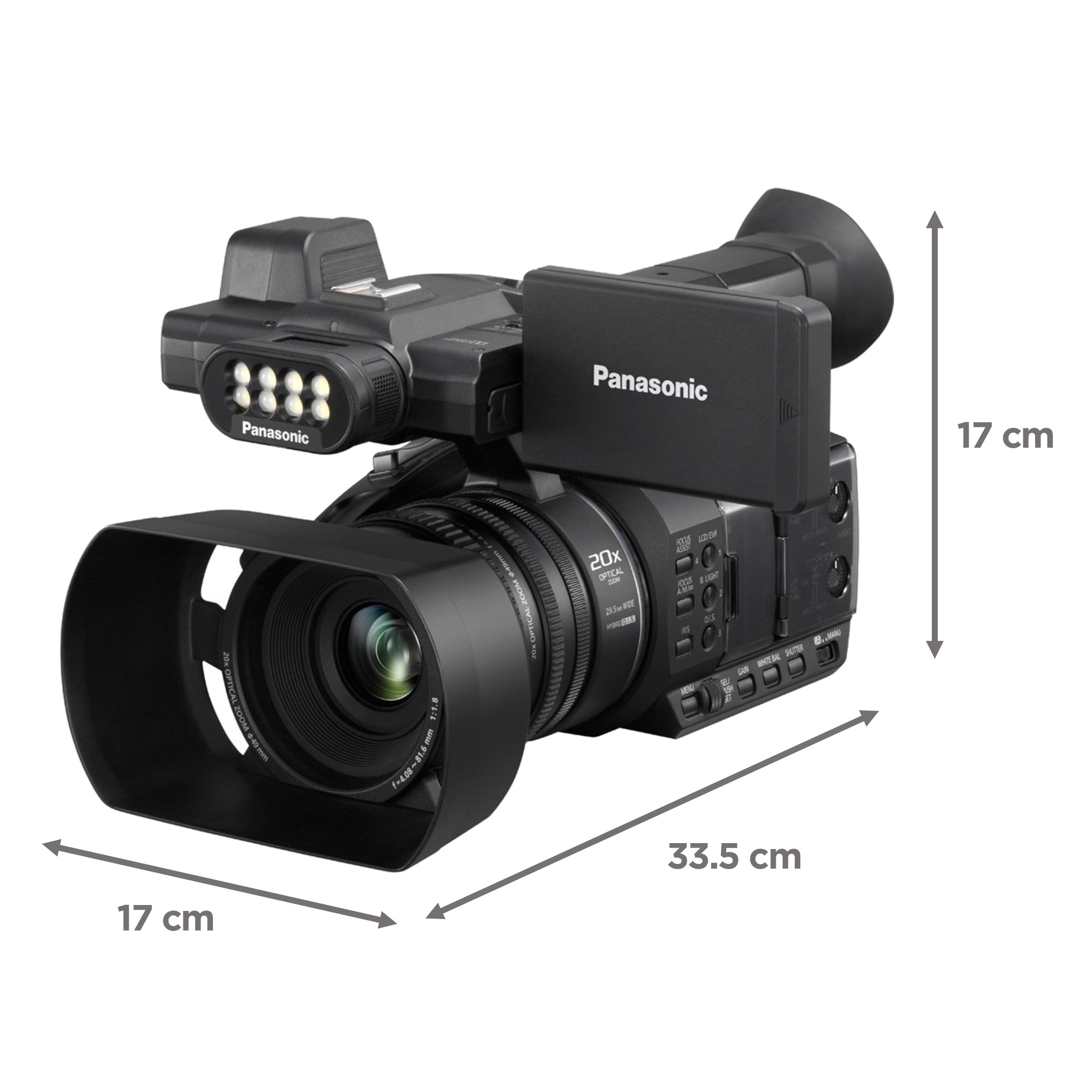 Panasonic Professional 6.03MP Camcorder (20x Optical Zoom, Built-in LED Light, HC-PV100GW, Black)_2