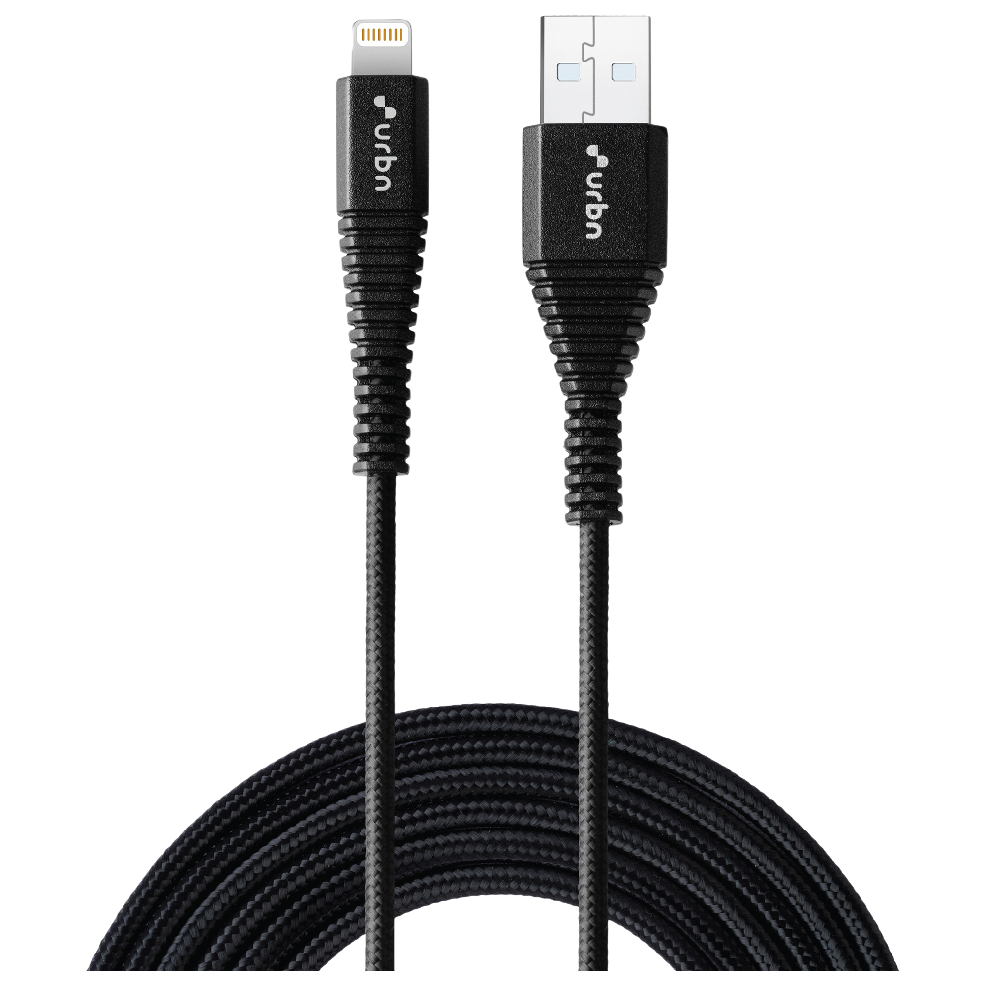 Urbn Nylon Braided 1.2 Meter USB (Type A) to Lightning to Data Transfer/Charging USB Cable (Fast Charging, UPC301_BK, Black)