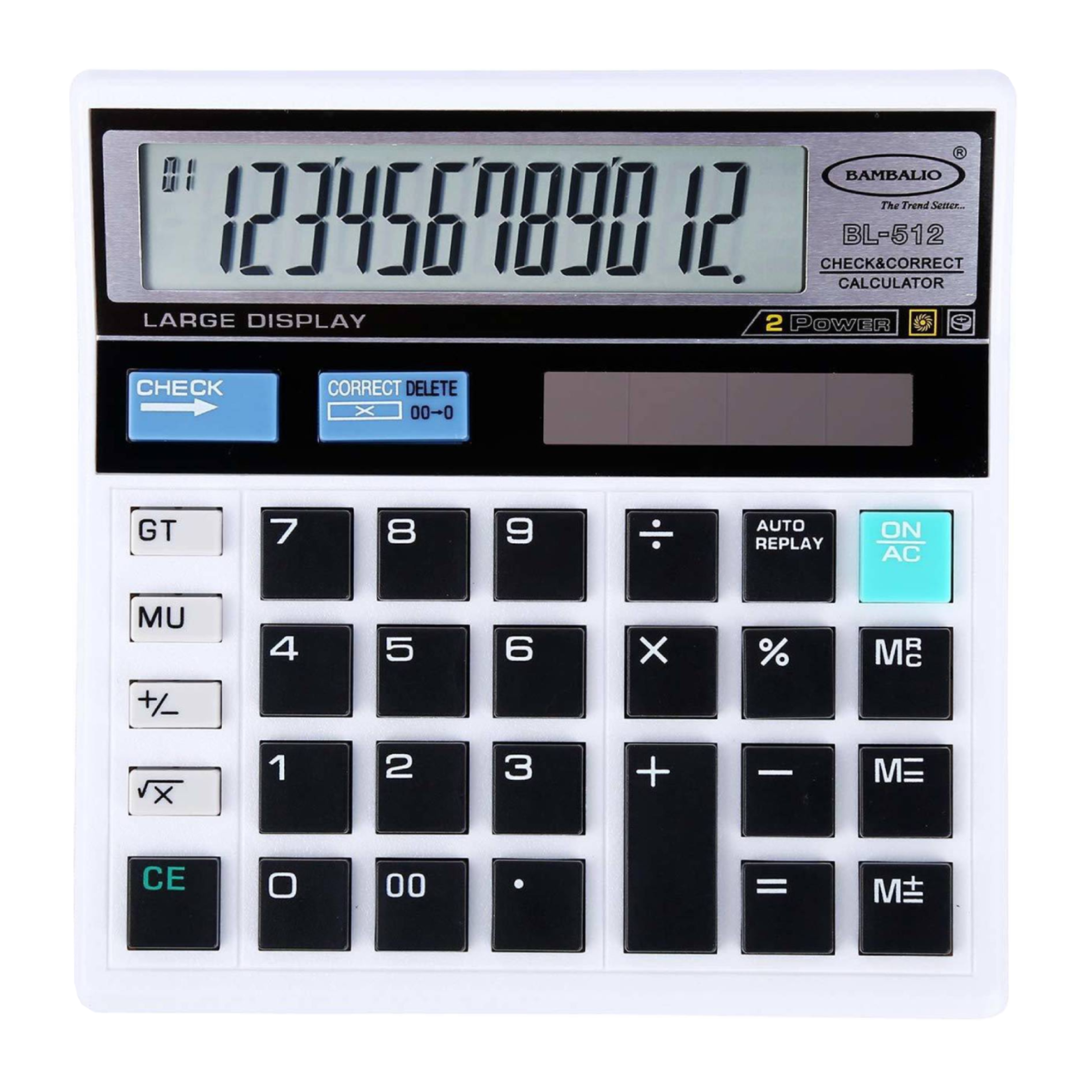 Bambalio Basic Calculator (12 Digits-Large Display, BL-512 W, White)