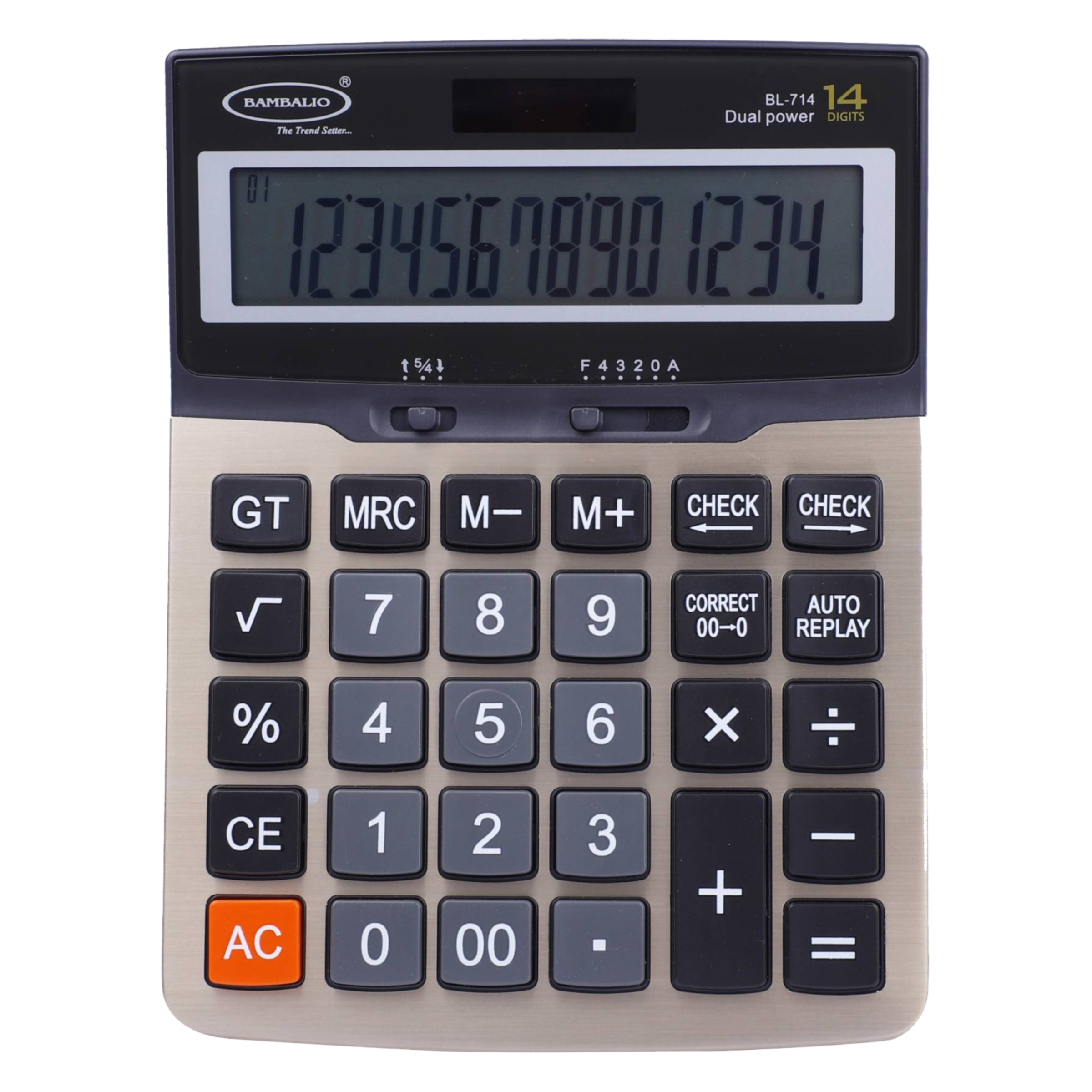 Bambalio Basic Calculator (14 Digits-Large Display, BL-714, Metallic)