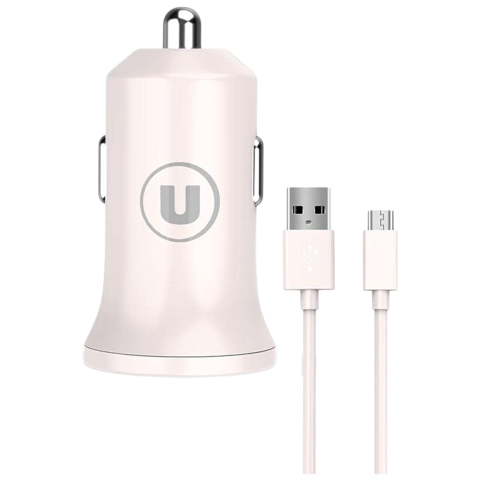 Bandridge 2.4 Amp 1 USB Port Car Charging Adapter with Micro USB Cable (Fast Charging Compatible, BNDCCW, White)_1