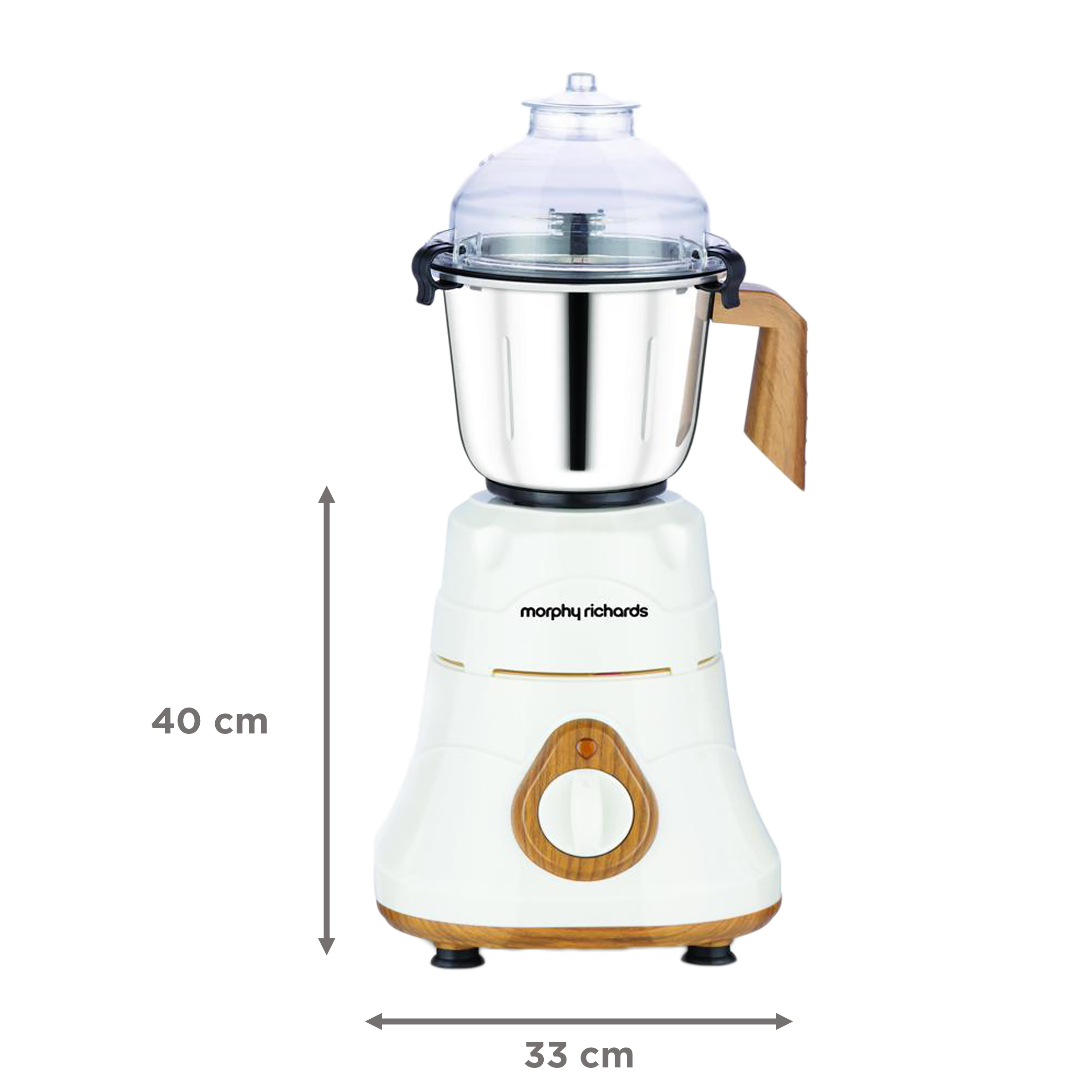 Morphy Richards Brut 800 Watts 3 Jars Mixer Grinder (Silicon Gaskets, 640110, Wood Finish with Parker White)_4