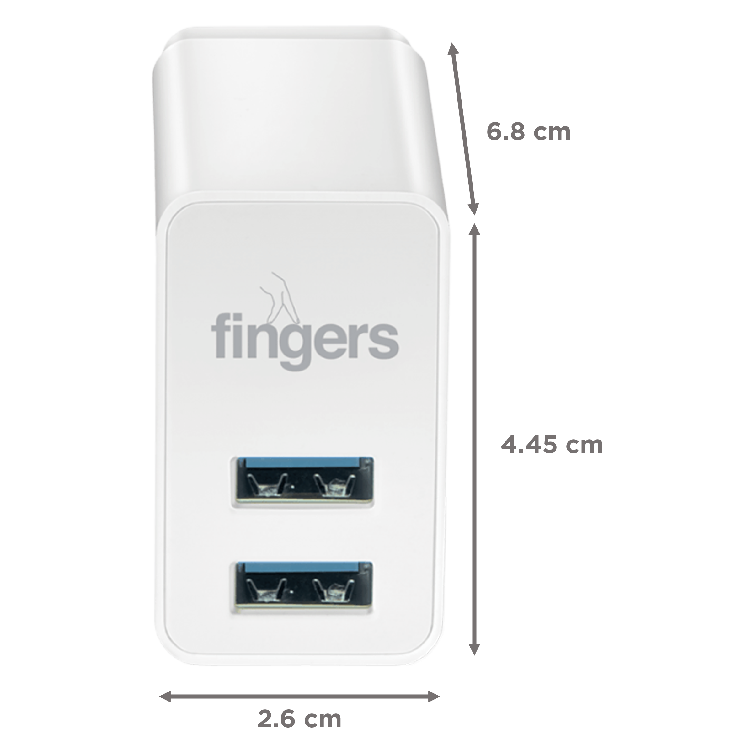 FINGERS 15 Watts/3 Amps 2-Port USB 2.0 Wall Charging Adapter (Fast Charging, PA0503A, Piano White)_2