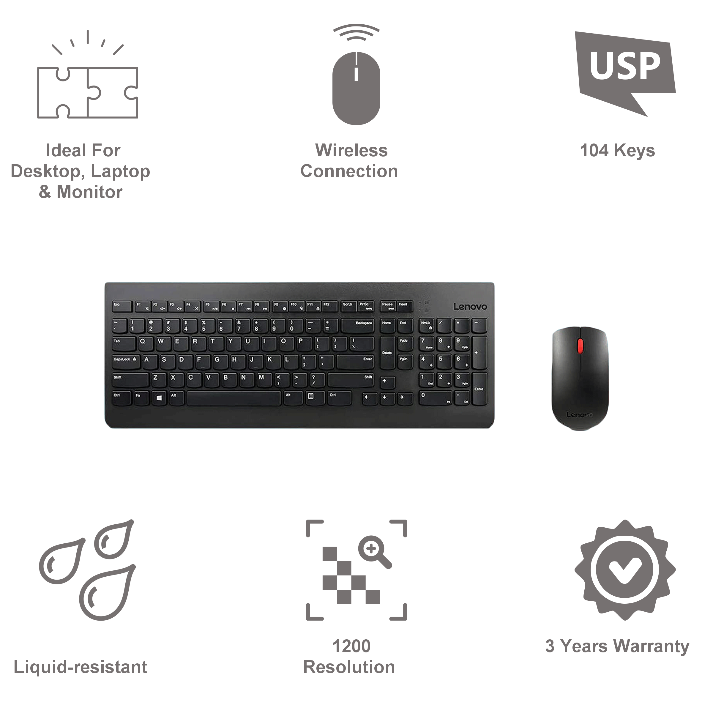 Buy Lenovo 510 Wireless Keyboard & Mouse Combo (GX30N81776, Black ...