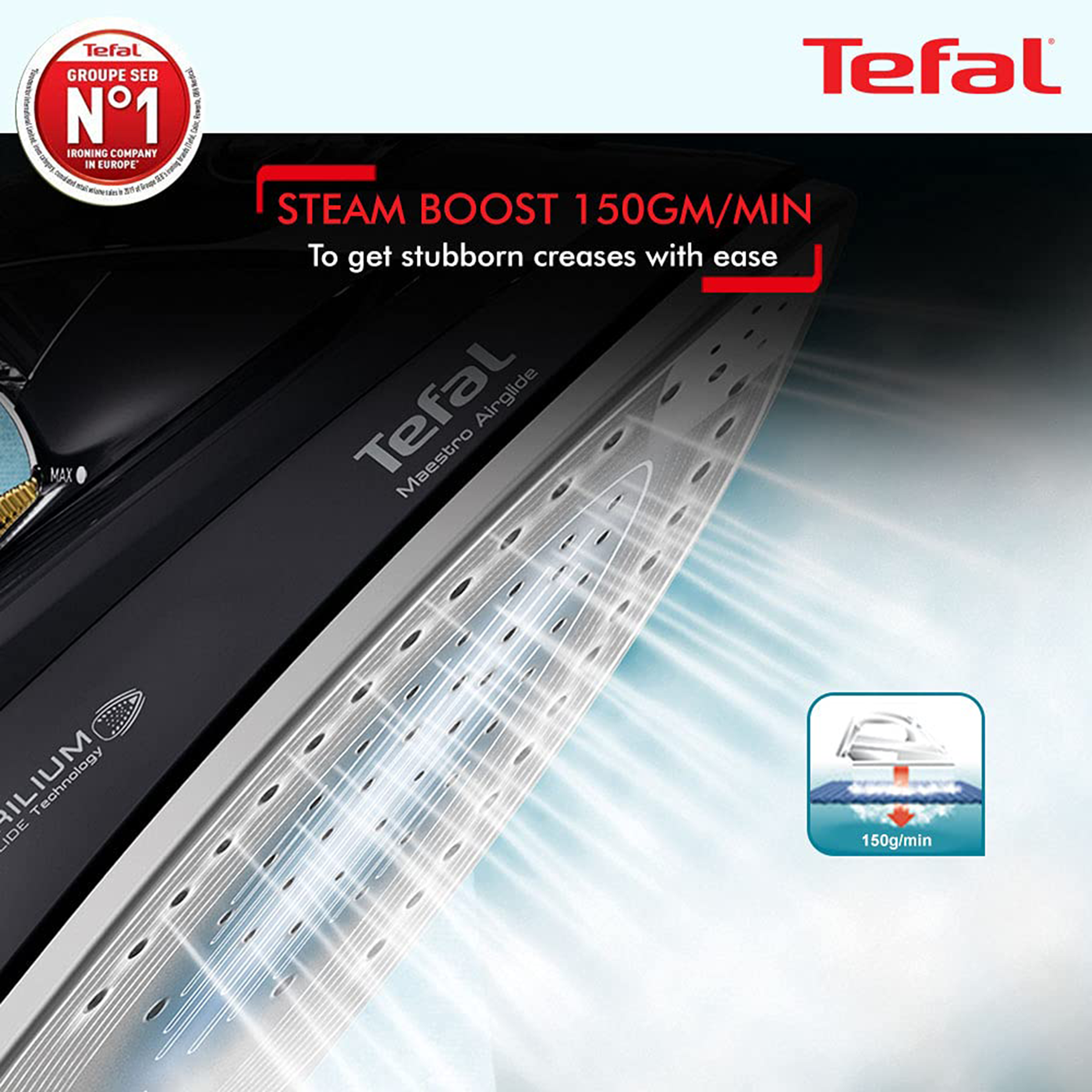 tefal maestro airglide steam iron 2200w