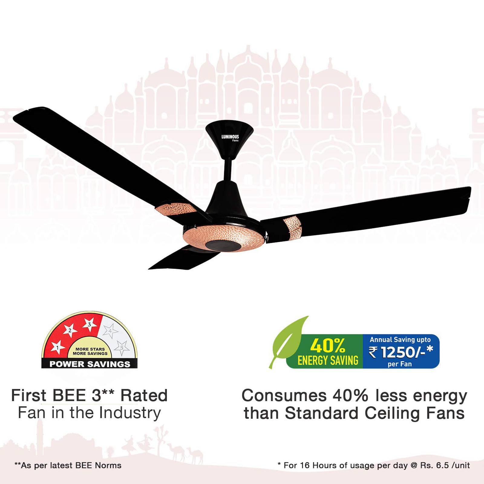 Luminous Jaipur Tamra 120cm Sweep 3 Blade Ceiling Fan (4 Speed Settings, F05JAITAMRAB, Abu Black)_3