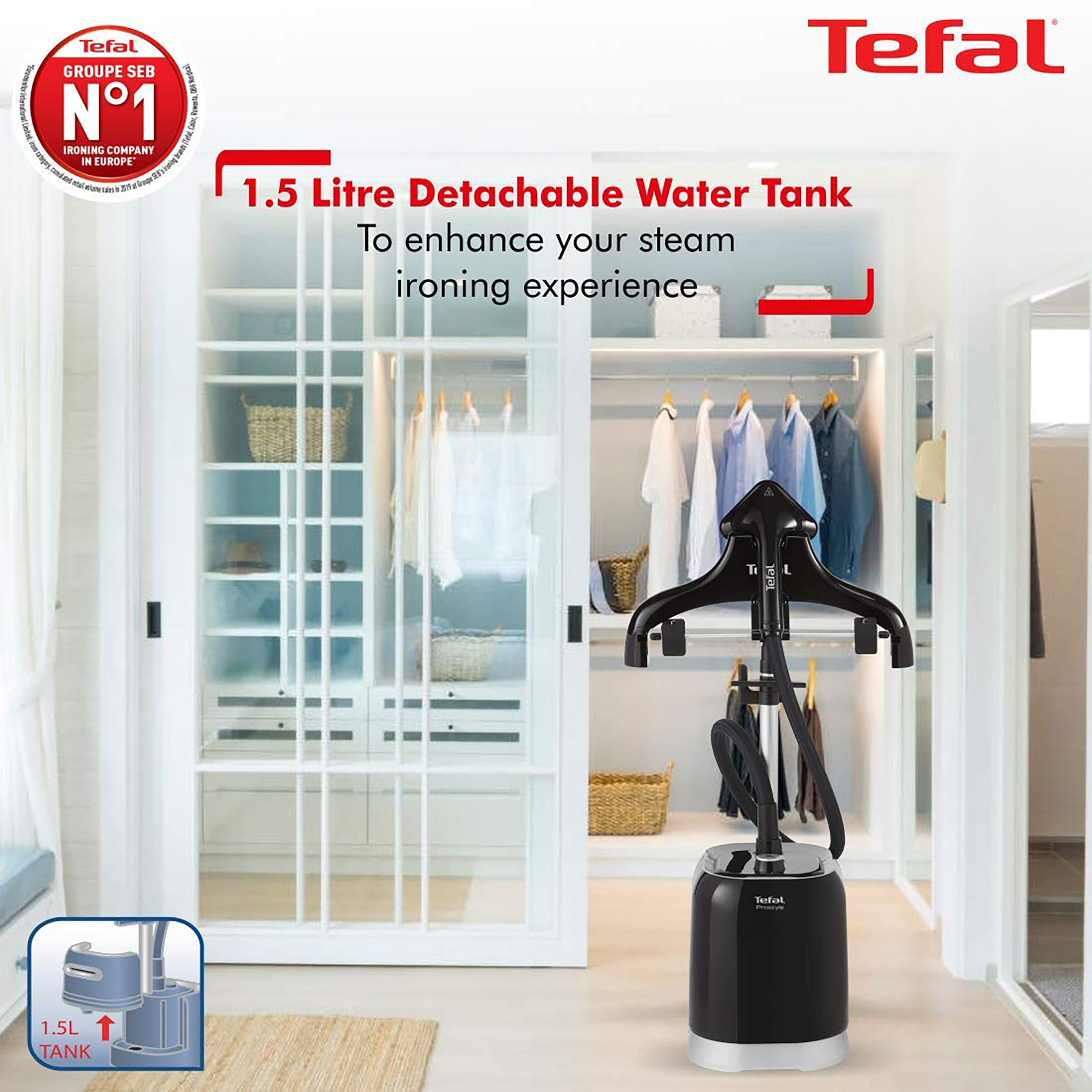 Tefal Pro Style 1800 Watts 1500ml Garment Steamer (Refresh & Sanitize, IT3440O1, Black/Silver)_4