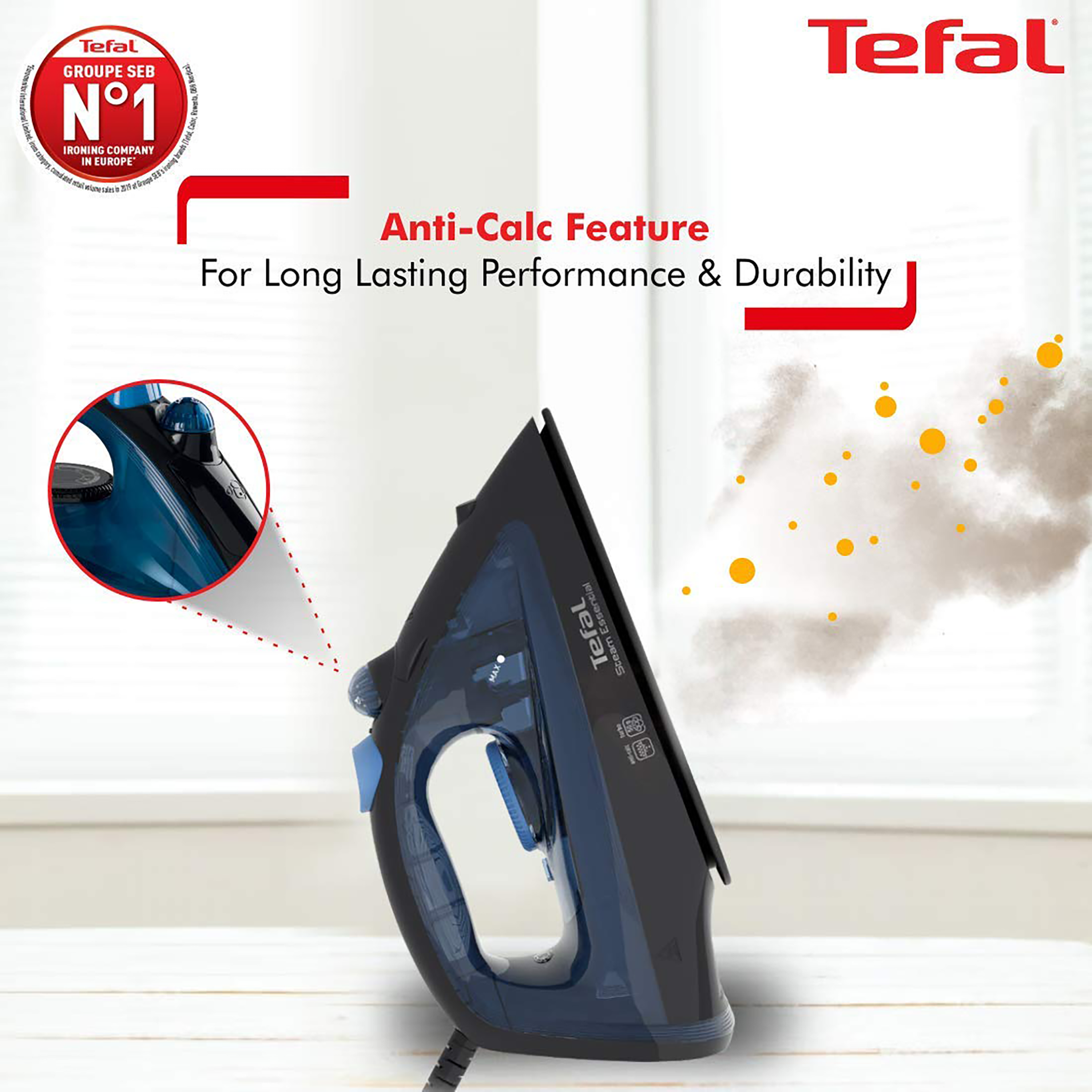 tefal steam essential 1200 watt non stick steam iron