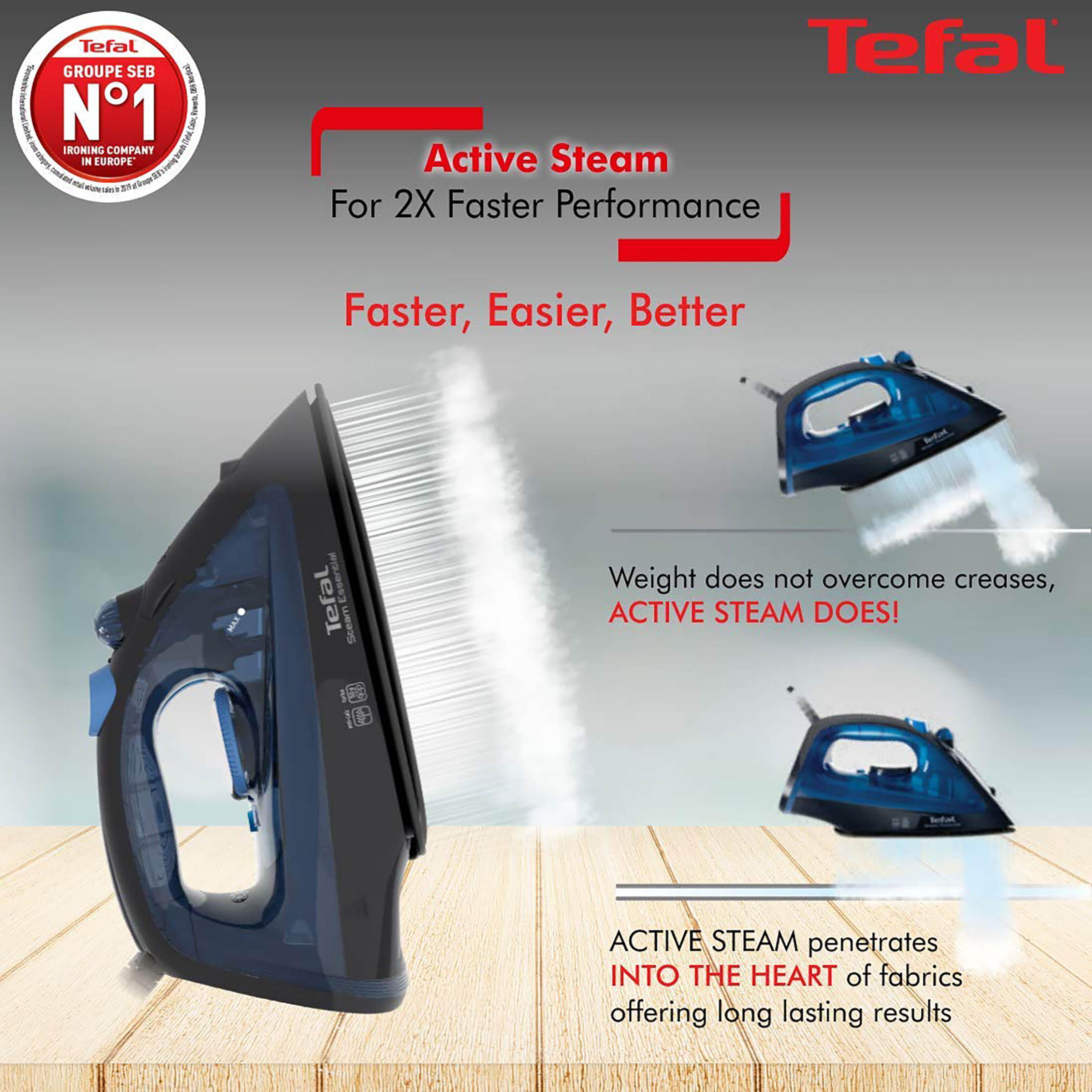 tefal steam essential 1200 watt non stick steam iron