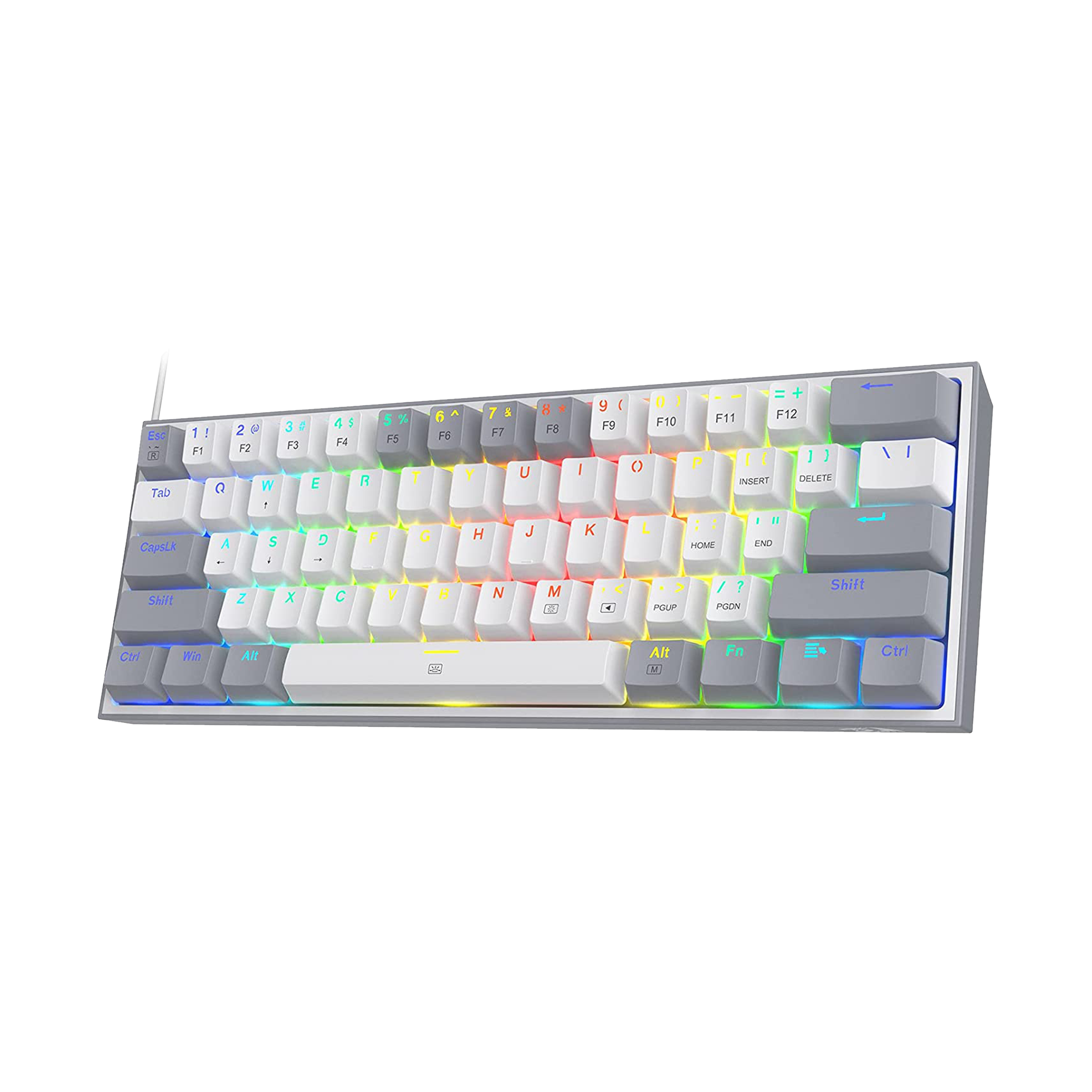 Redragon Fizz K617 Wired Gaming Keyboard (RGB Backlight Red Switch, White/Grey)