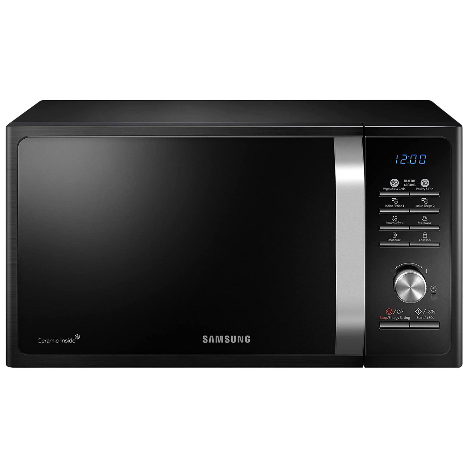 SAMSUNG 23 Litres Solo Microwave Oven (20 Preset Cooking Mode with Power Defrost, MS23A301TAK/TL, Black)_1