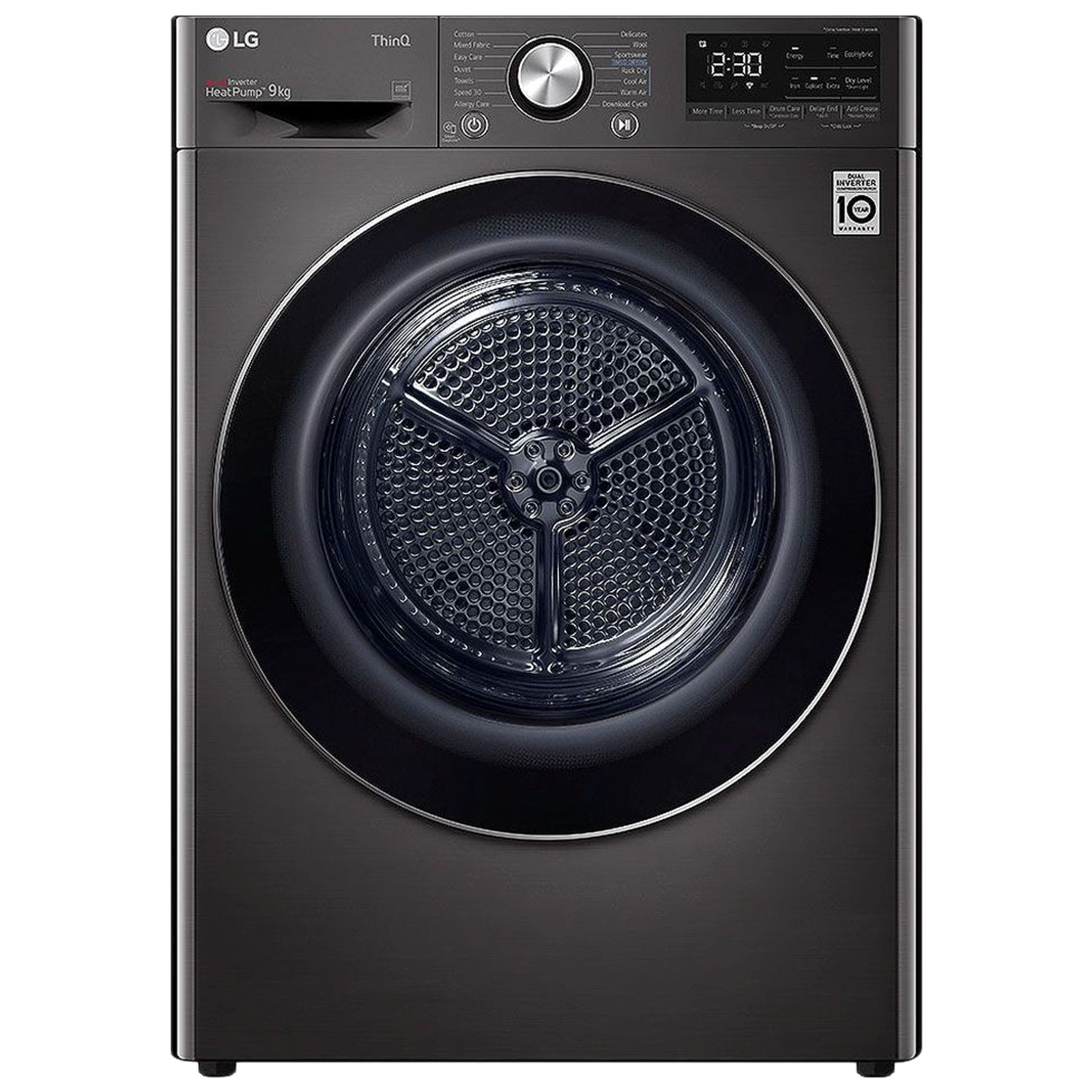LG 9 kg 5 Star Inverter Fully Automatic Front Load Dryer (DHV09SWB, Wi-Fi Support, Black)_1