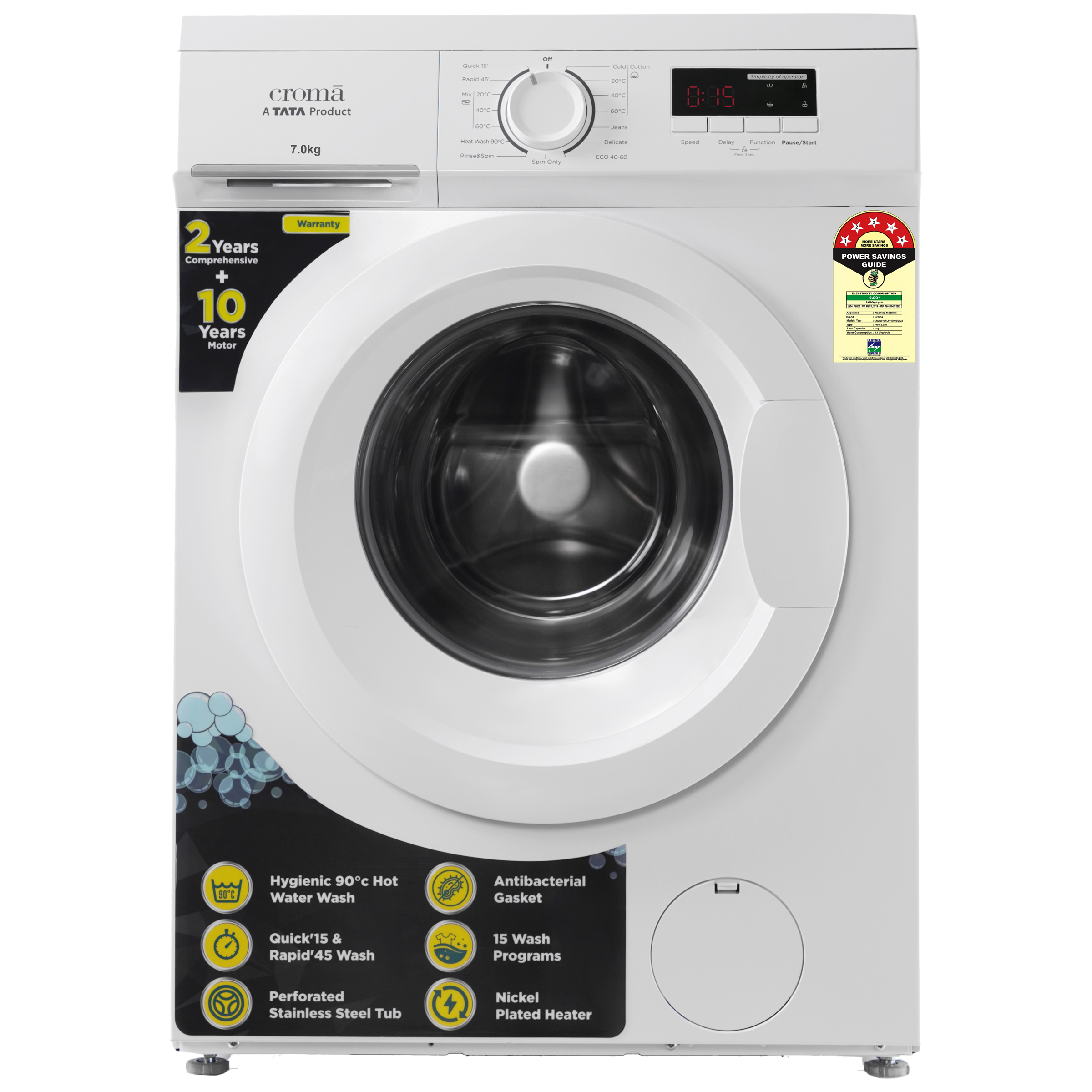 Croma 7 kg 5 Star Fully Automatic Front Load Washing Machine (CRLW070FLF017902, In-Built Heater, White)_1