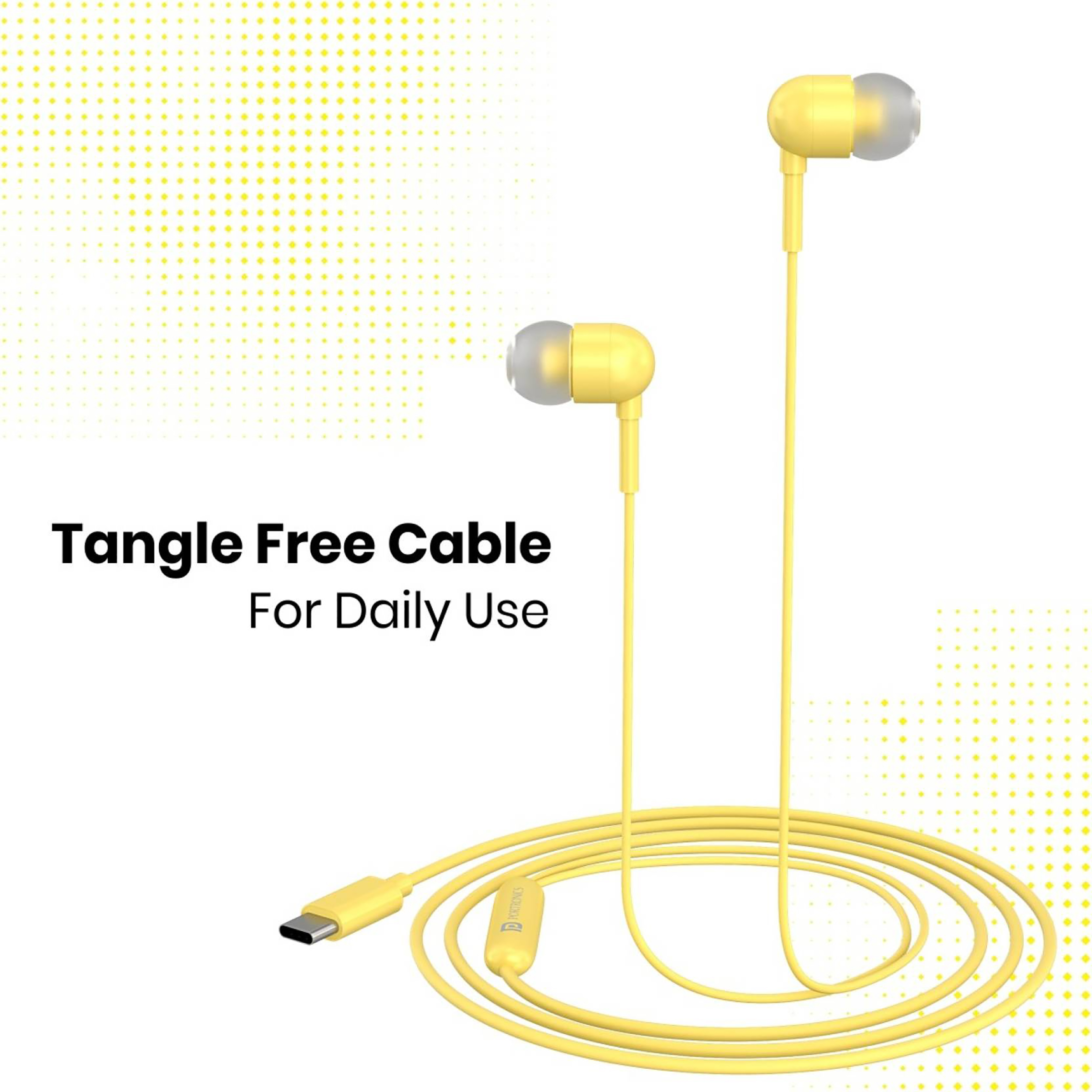 Portronics Conch 60 POR 1501 In-Ear Wired Earphone with Mic (Type-C Jack, Yellow)_2