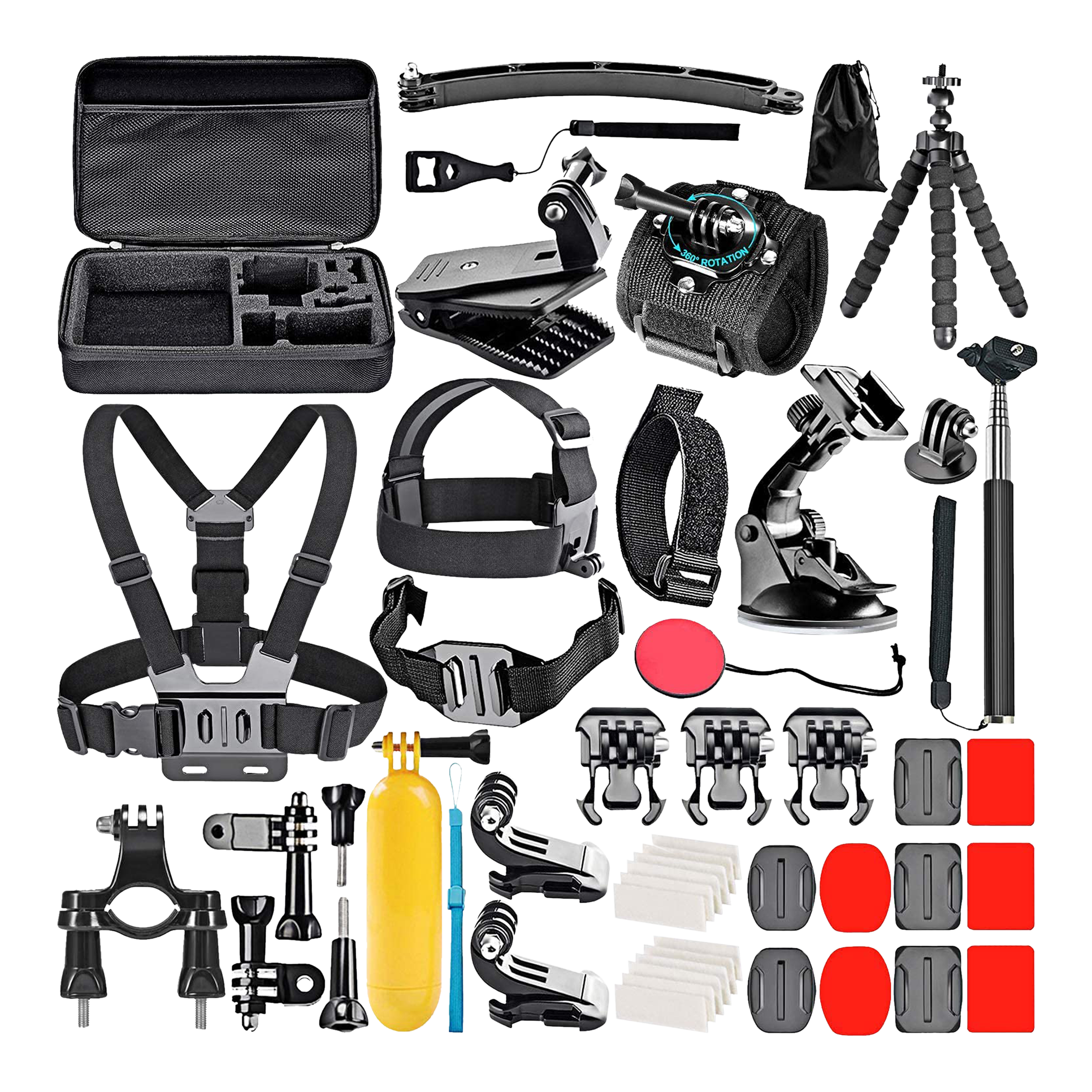 HIFFEN Action Camera Accessories Kit (50-in-1, Black)_1