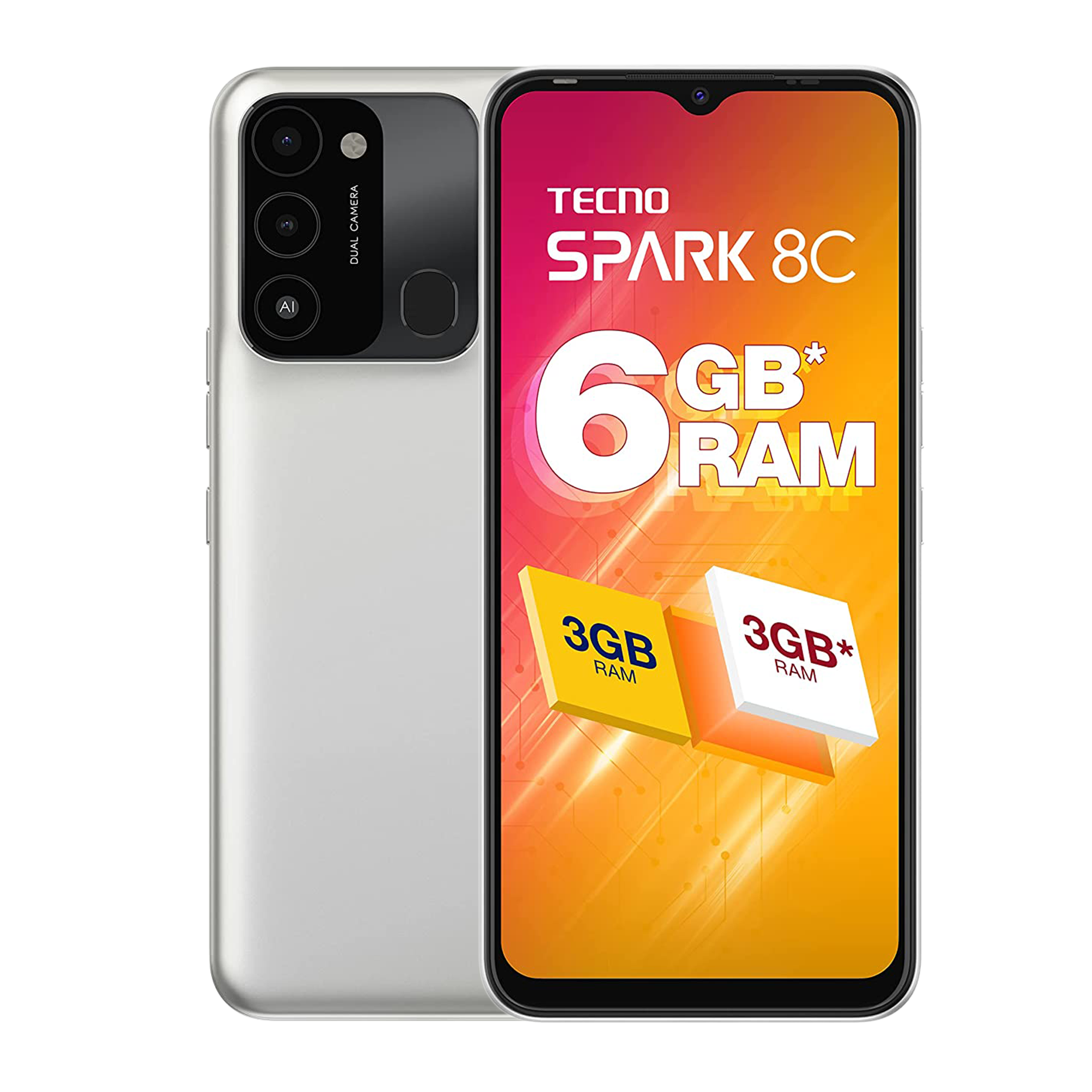 

Tecno Spark 8C (4GB RAM, 64GB, Diamond Grey), No color