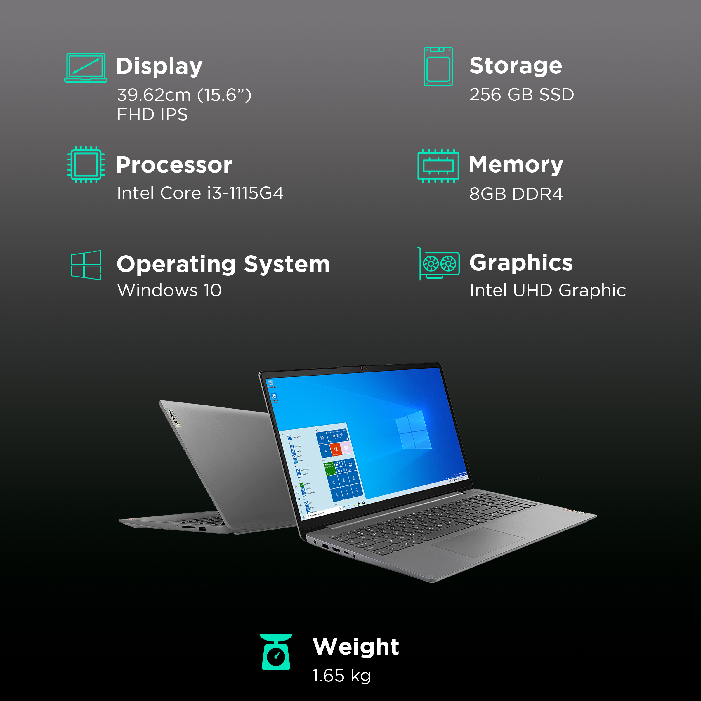 Lenovo IdeaPad 3 15ITL6 Intel Core i3 11th Gen (15.6 inch, 8GB, 256GB, Windows 10, MS Office 2019, Intel UHD Graphics, FHD IPS Display, Arctic Grey, 82H800U2IN)_3
