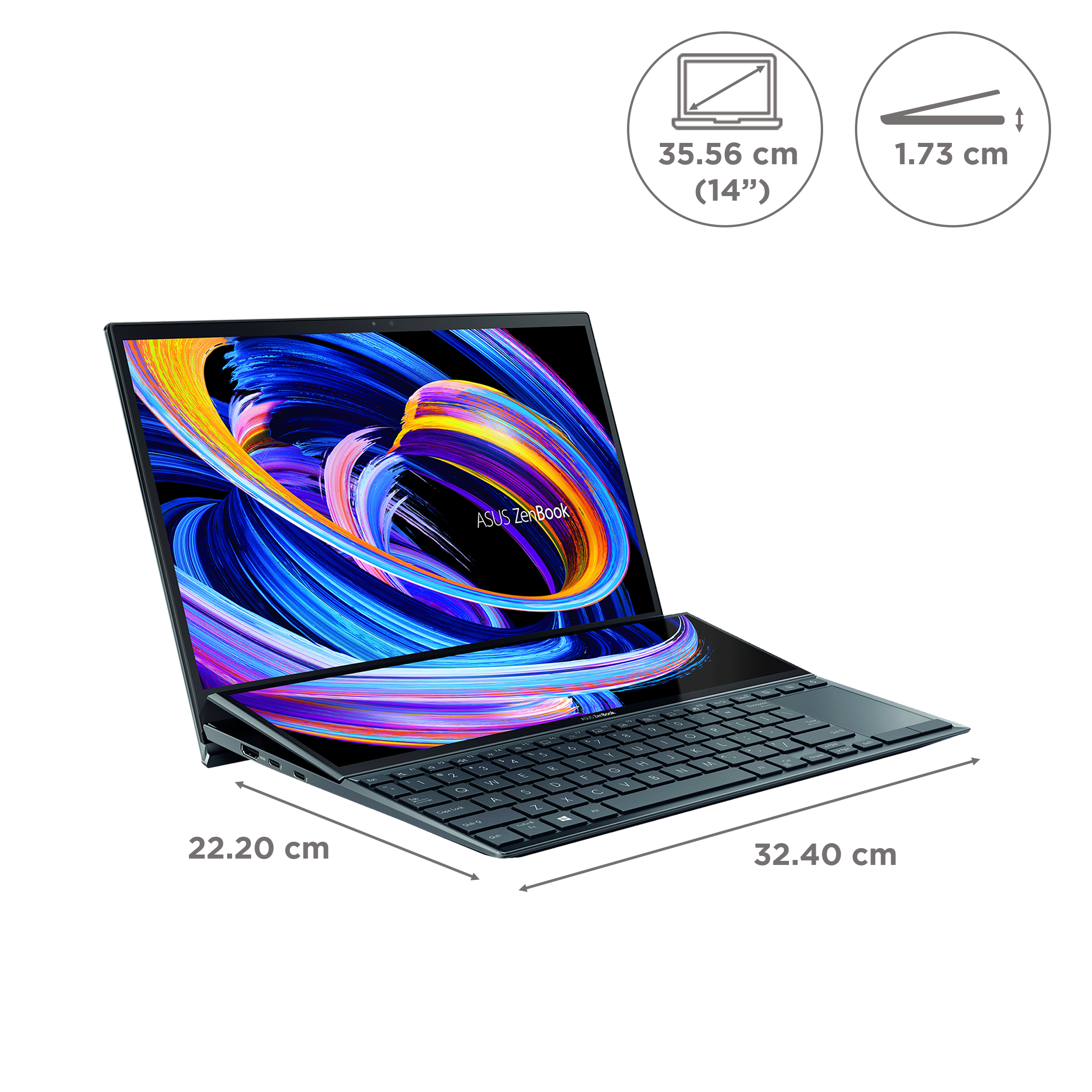 ASUS ZenBook Duo 2021 Intel Core i5 11th Gen (14 inch, 16GB, 512GB, Windows 10, MS Office 2019, NVIDIA GeForce MX450 Graphics, FHD IPS Display, Celestial Blue, UX482EG-KA521TS)_2