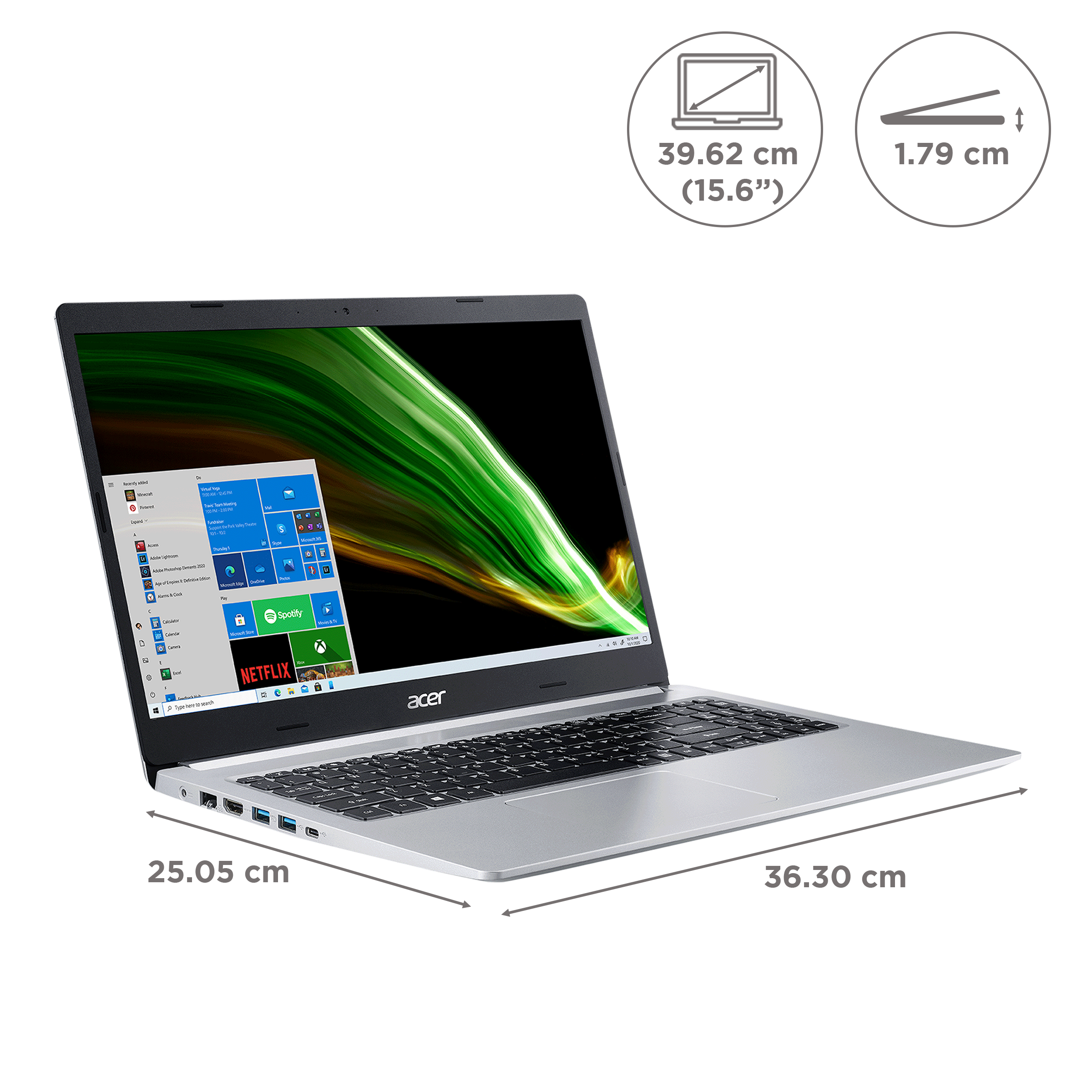 Acer Aspire 5 AMD Ryzen 5 (15.6 inch, 8GB, 512GB, Windows 11, NVIDIA Radeon Graphics, FHD LED-Backlit Display, Silver, NX.A84SI.007)_2