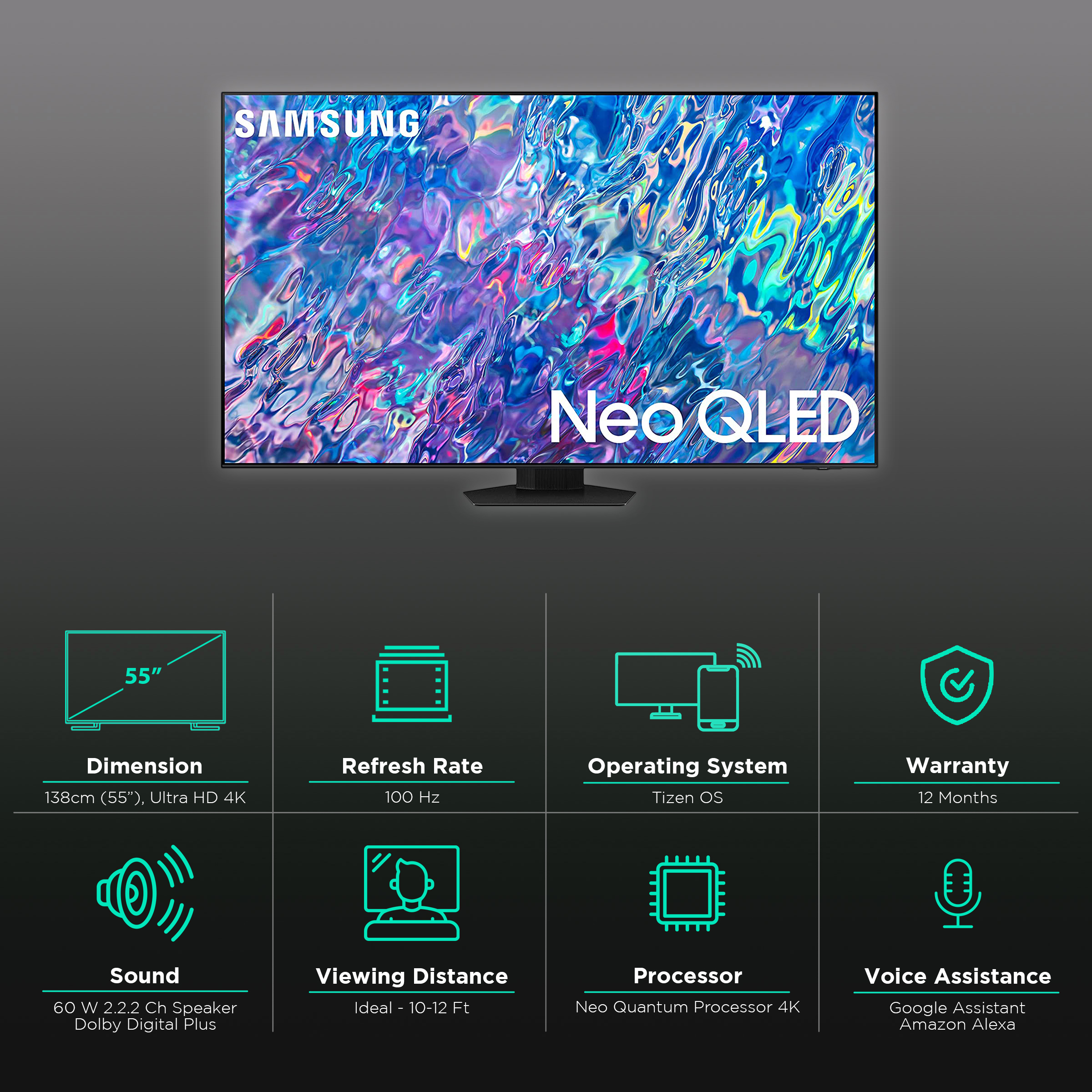 SAMSUNG Series 8 138 cm (55 inch) QLED 4K Ultra HD Tizen TV with Alexa Compatibility_3