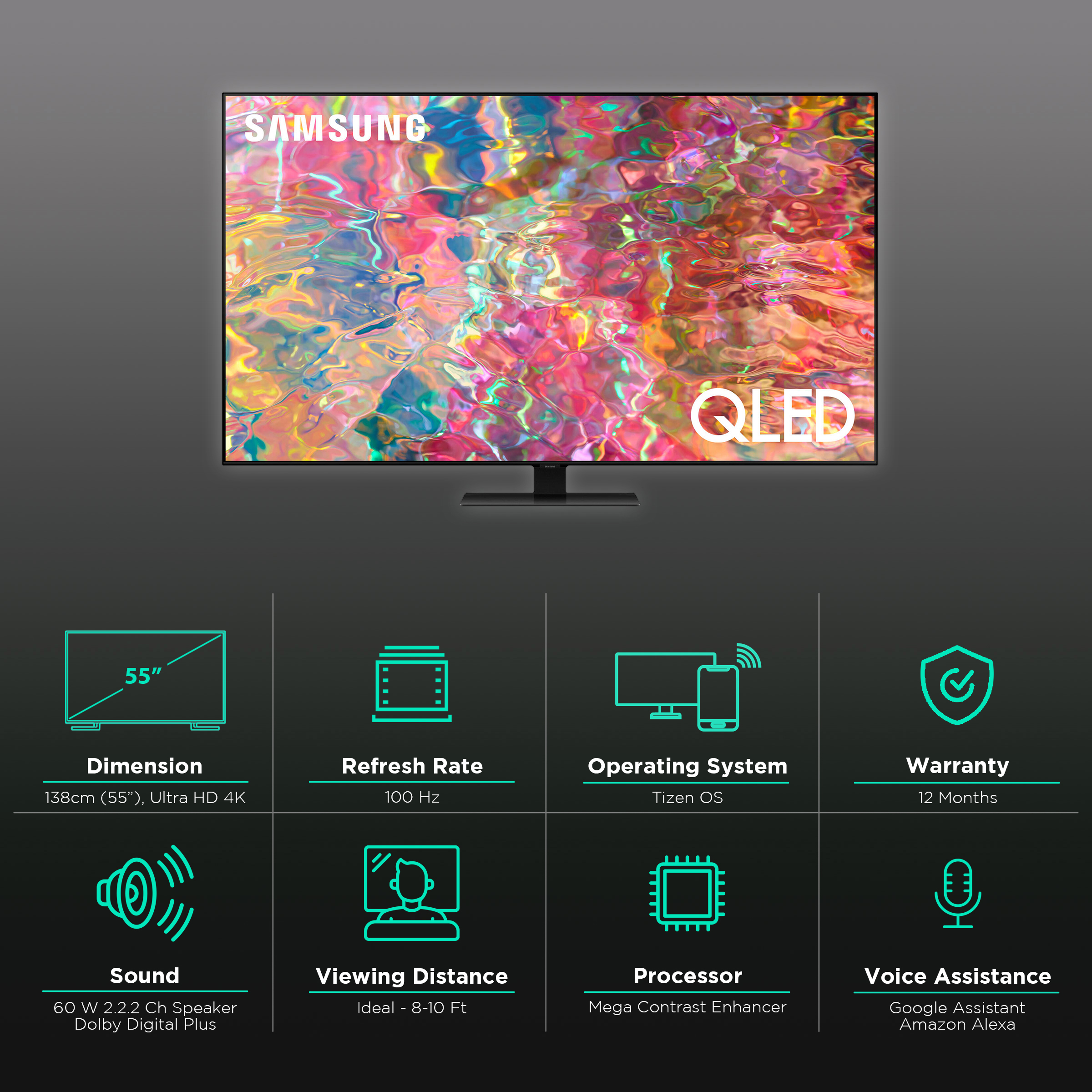 SAMSUNG Series 8 138 cm (55 inch) QLED 4K Ultra HD Tizen TV with Alexa Compatibility_3