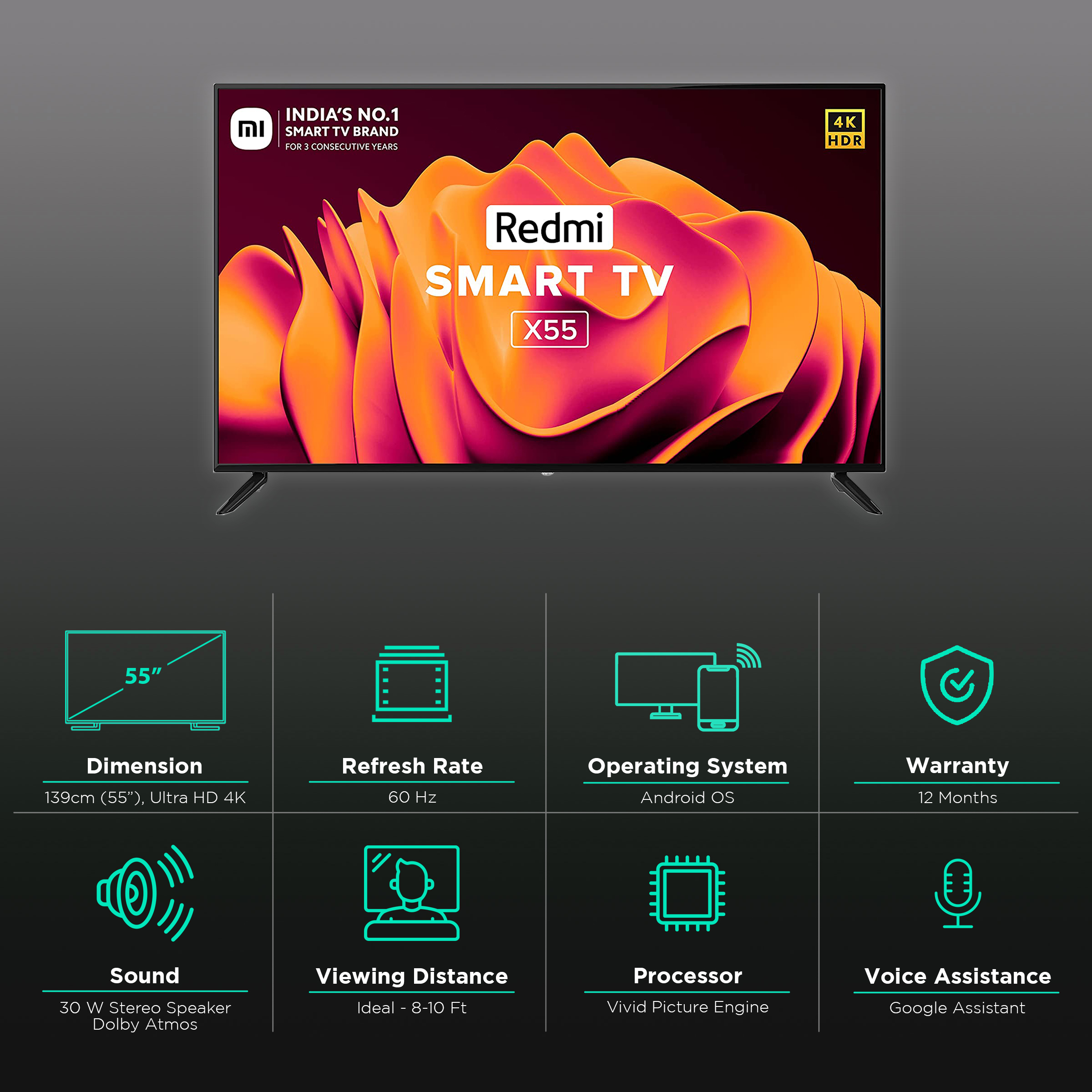 Redmi X Series 139 cm (55 inch) 4K Ultra HD LED Android TV with Google Assistant (2021 model)_3