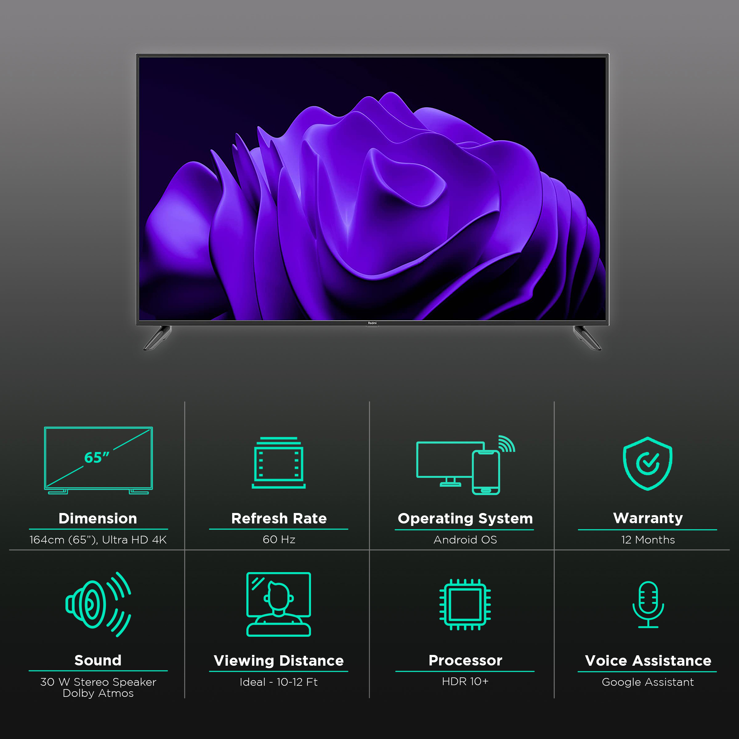 Redmi X Series 164 cm (65 inch) 4K Ultra HD LED Android TV with Google Assistant (2021 model)_2