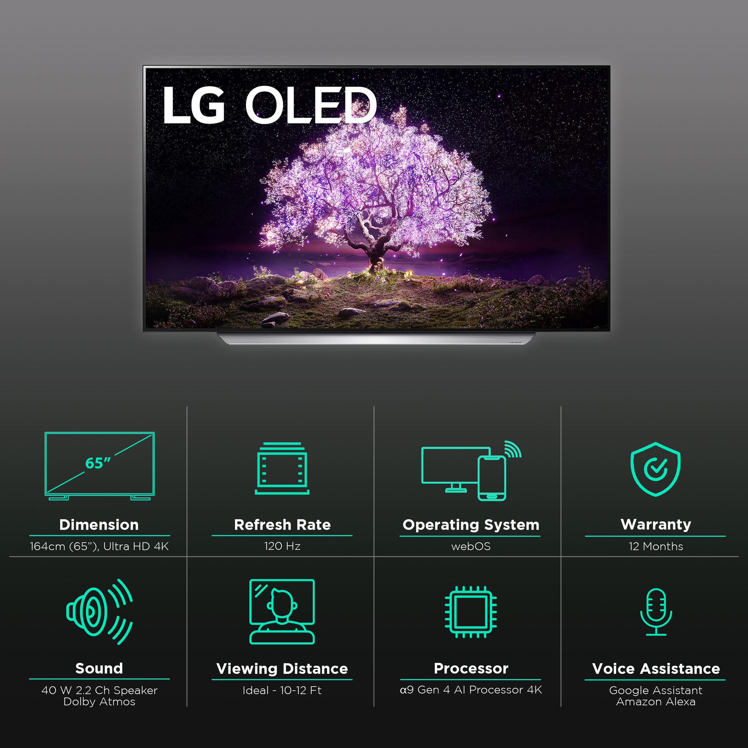 LG C1 164 cm (65 inch) OLED 4K Ultra HD WebOS TV with Alexa Compatibility_3