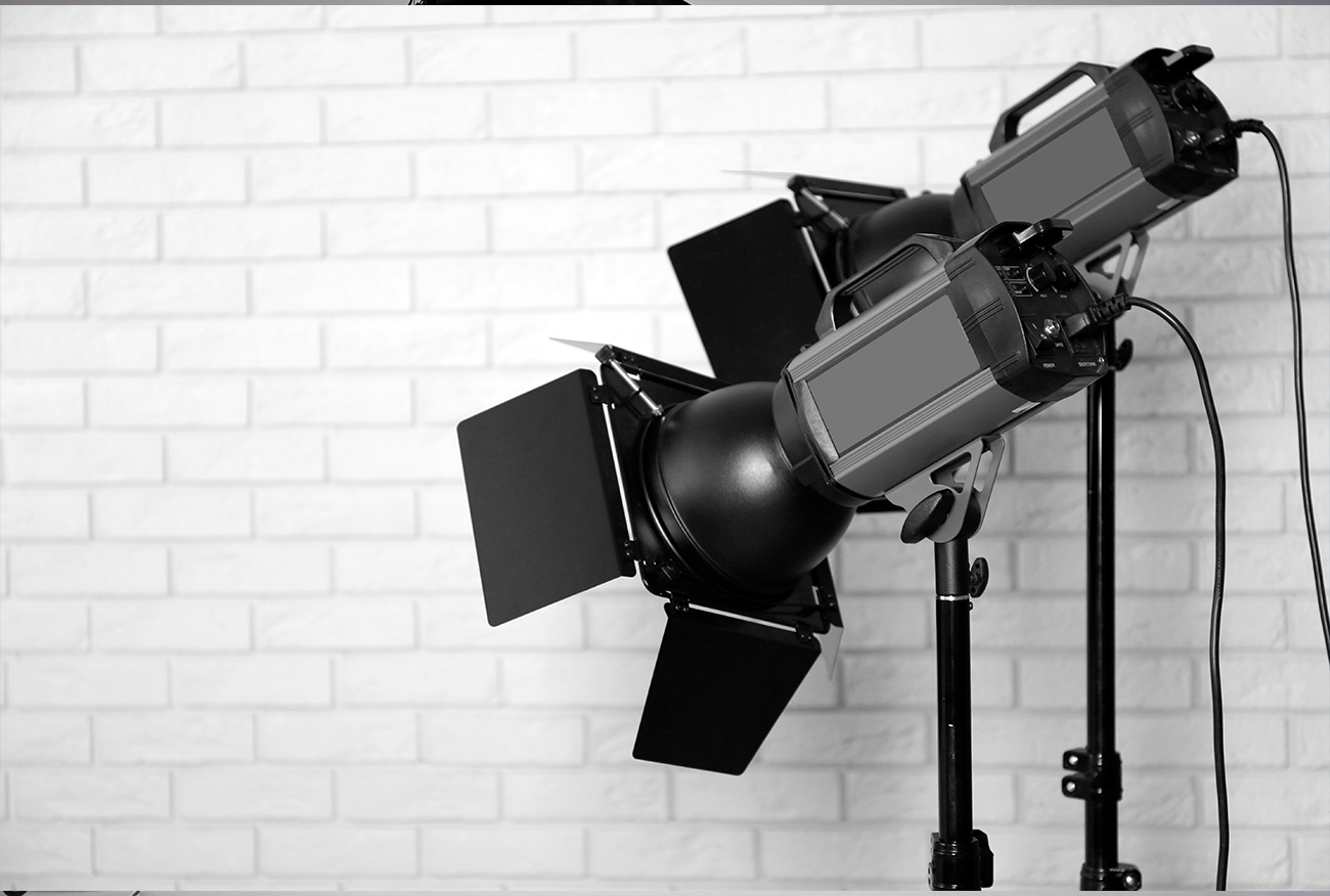  Professional camera mounted on stand 