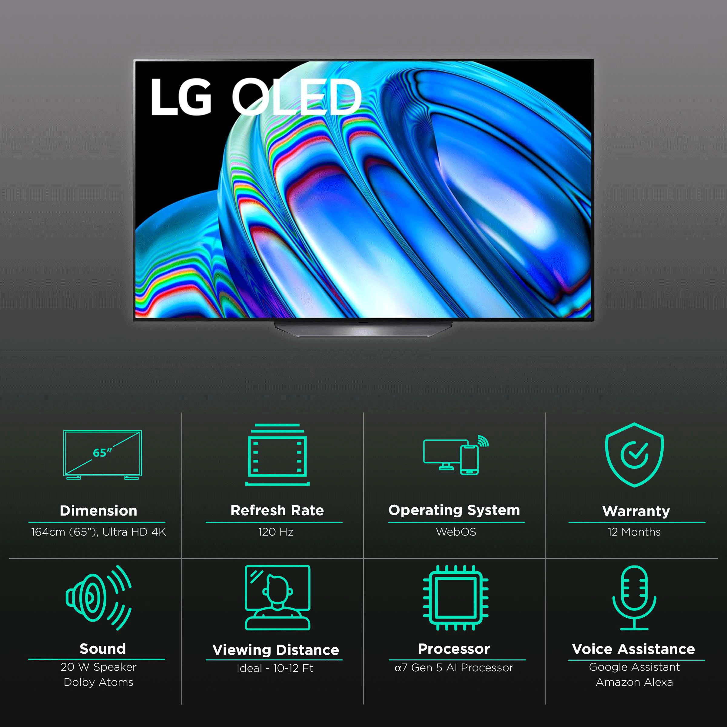 LG B2 164cm (65 Inch) 4K Ultra HD OLED Smart TV (Google Assistant, OLED65B2PSA, Black)_3
