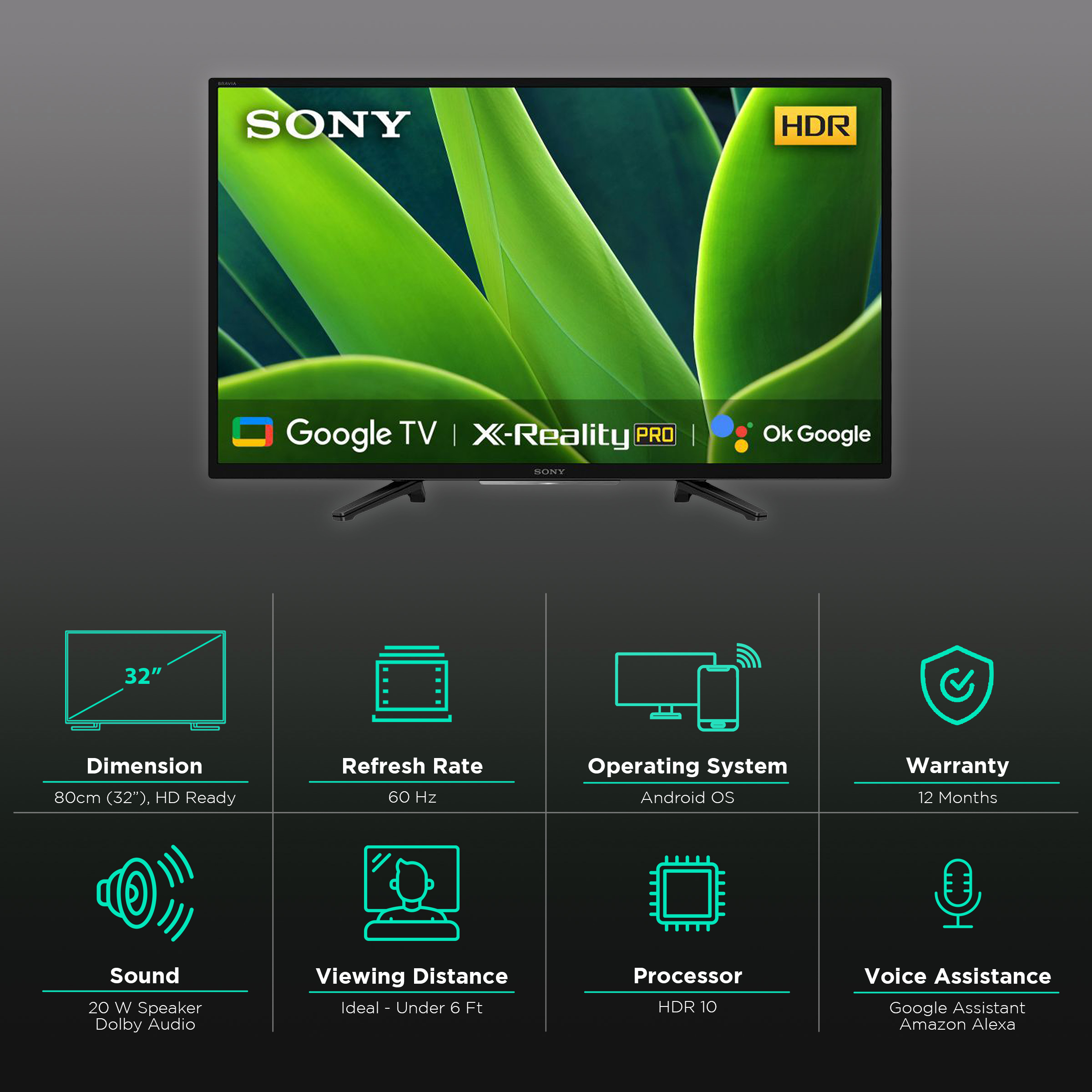 Buy SONY Bravia W830K 80 (32 inch) LED Smart Android TV with Alexa Compatibility (2022 model) Online -