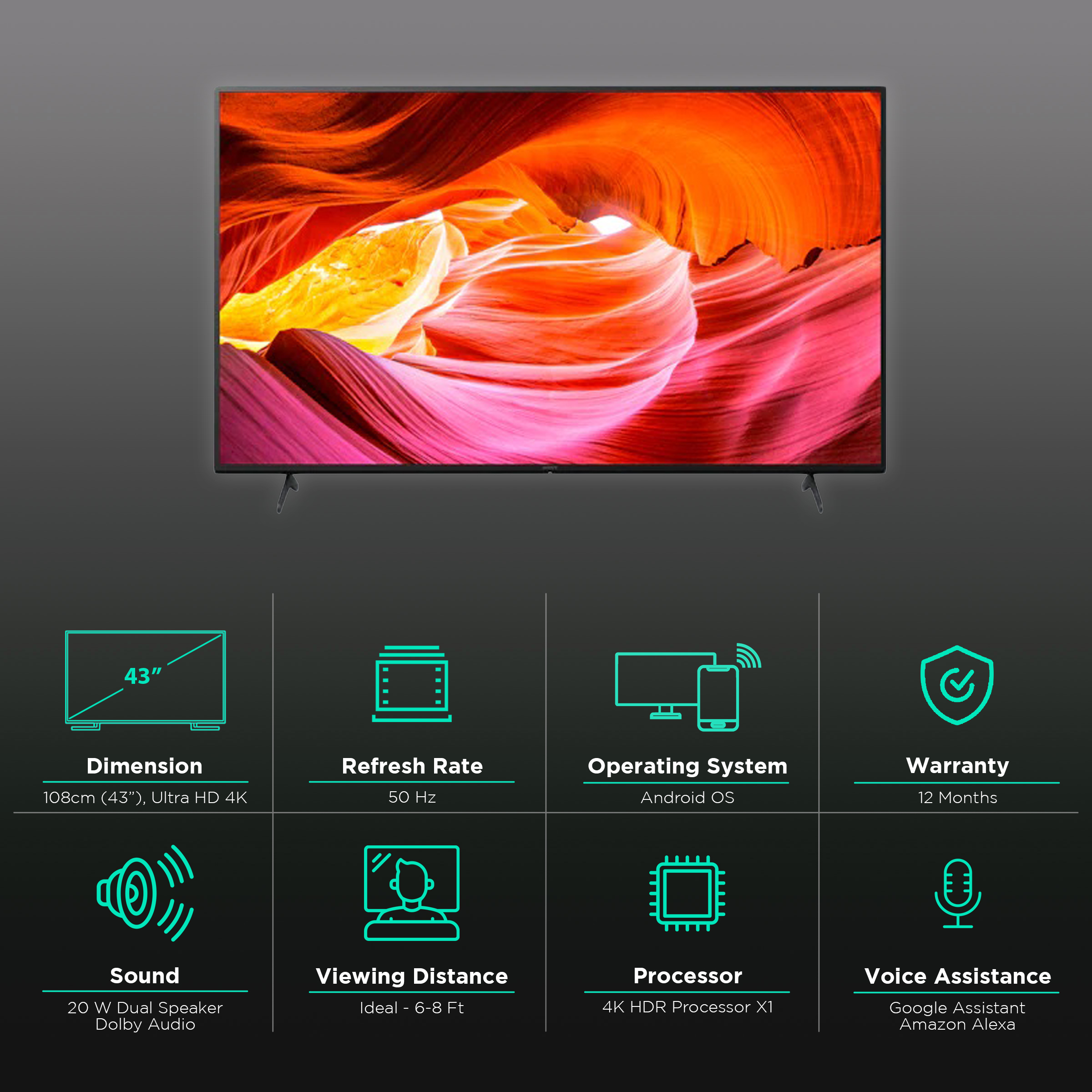 SONY Bravia X75K 108 cm (43 inch) 4K Ultra HD LED Android TV with Alexa Compatibility_2