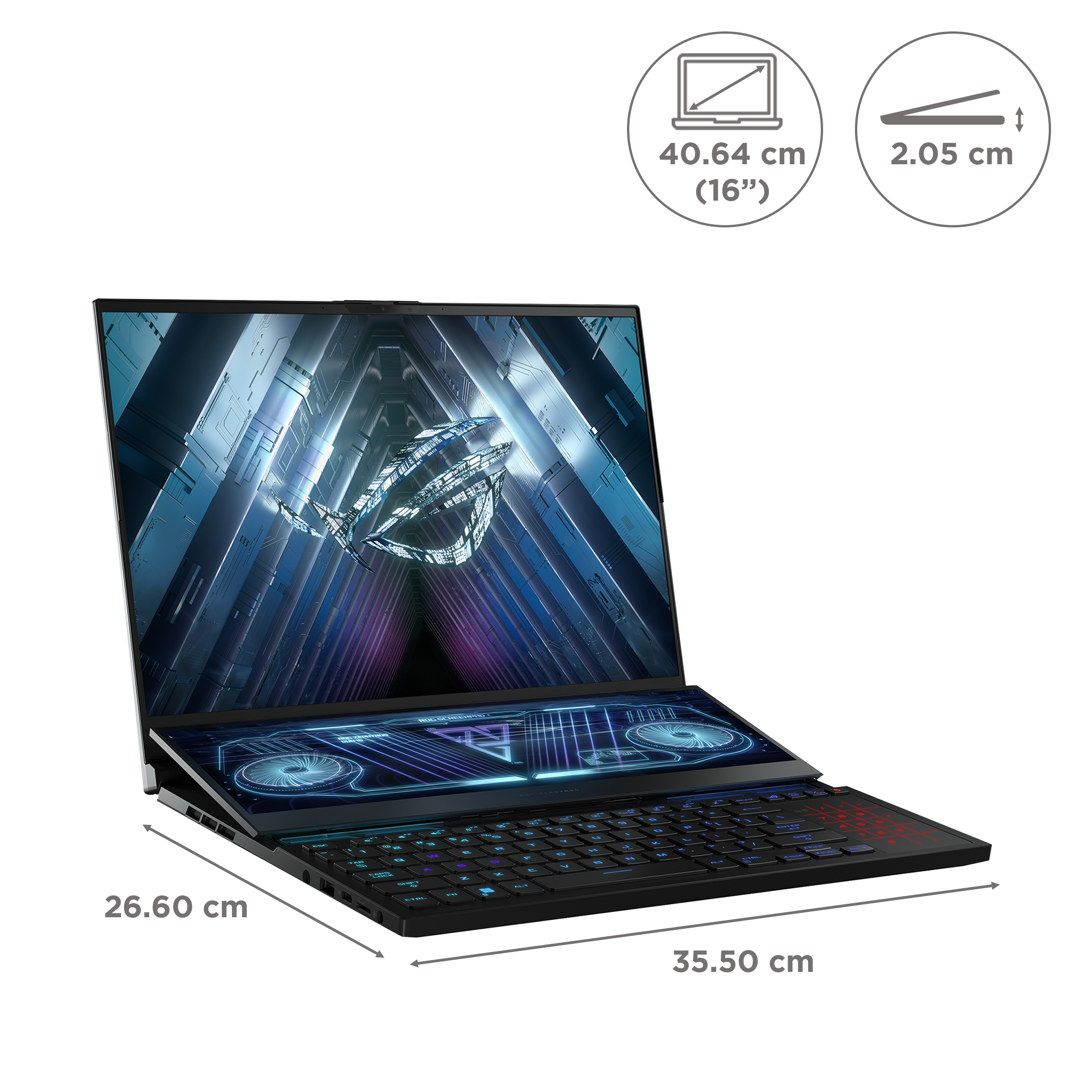 ASUS ROG Zephyrus Duo 16 AMD Ryzen 9 (16 inch, 32GB, 2TB, Windows 11 Home, MS Office Home and Student, NVIDIA GeForce RTX 3080 Ti Graphics, QHD+ Mini LED, Black, GX650RXZ-LO227WS)_2