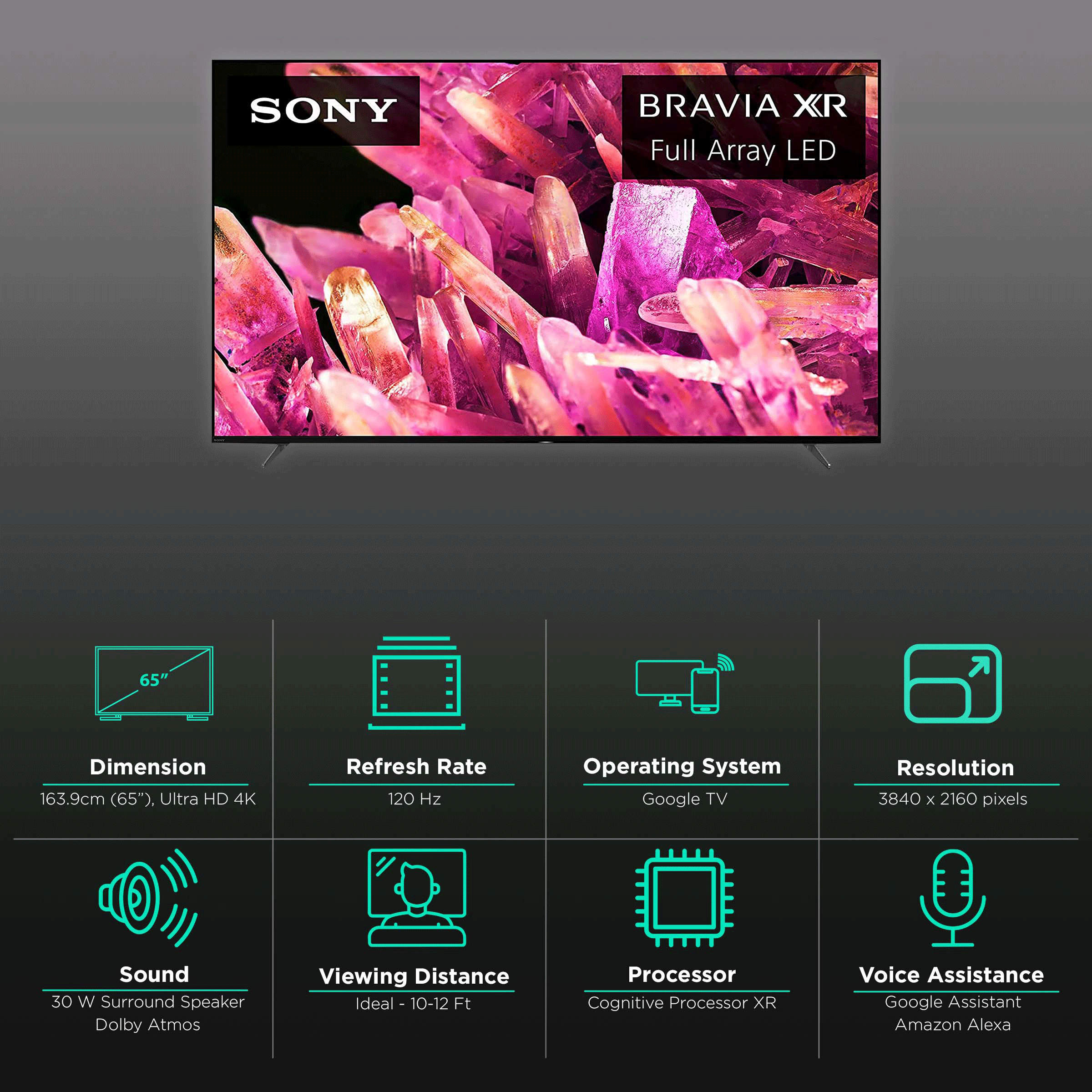 Sony Bravia XR 163.9cm (65 Inch) 4K Ultra HD LED Smart TV (Built-in Chromecast, XR-65X90K, Black)_3