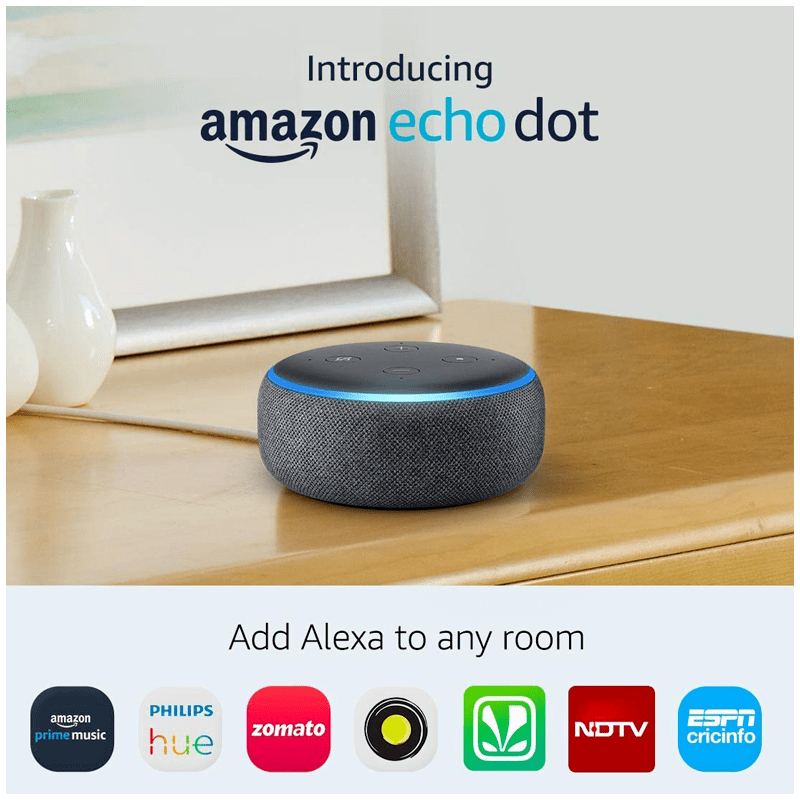 Buy  Echo Dot (3rd Gen) New and Improved Smart Speaker with Alexa,  360 degree Sound, Black Online at Best Prices in India - JioMart.