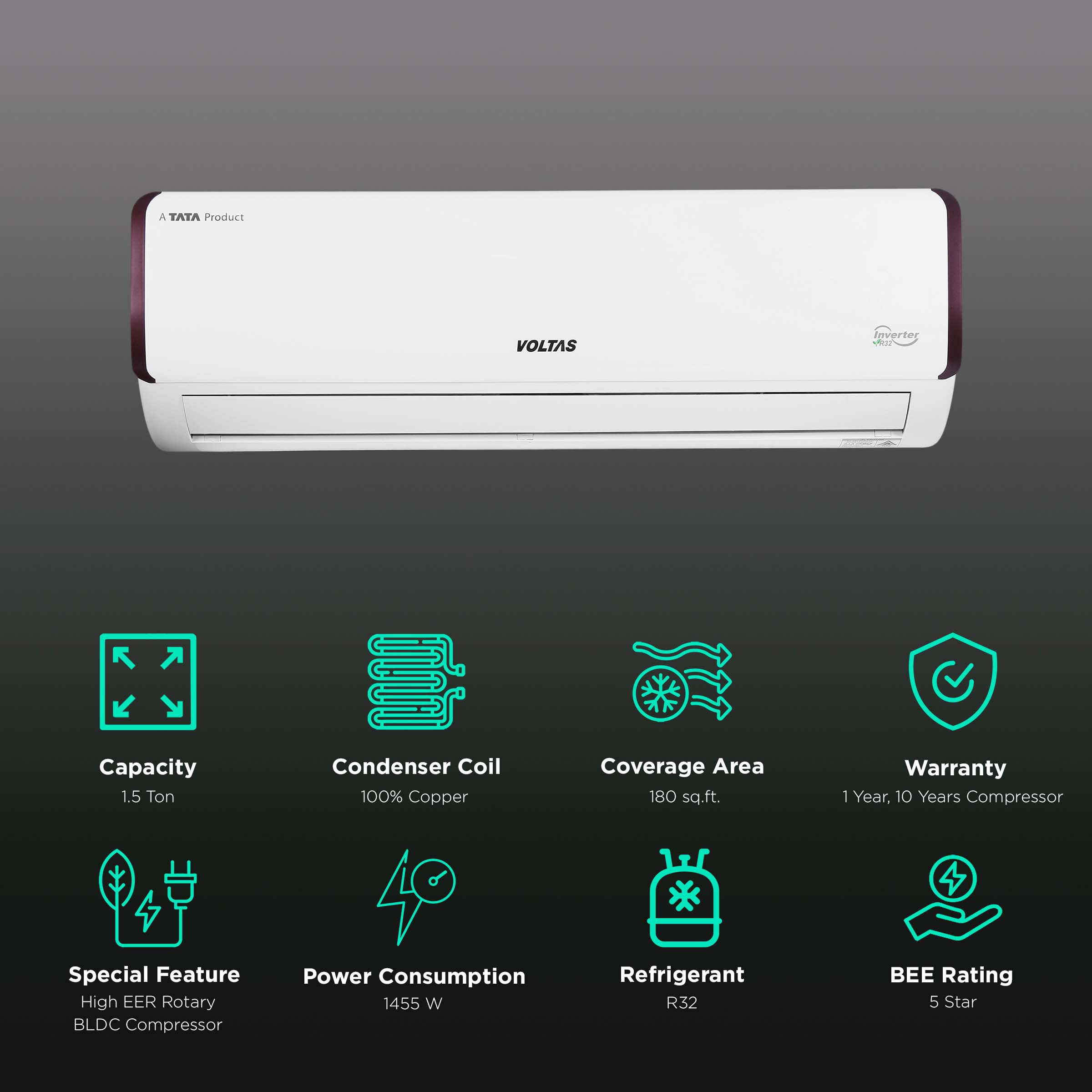 voltas 1.5 ton 5 star ac croma