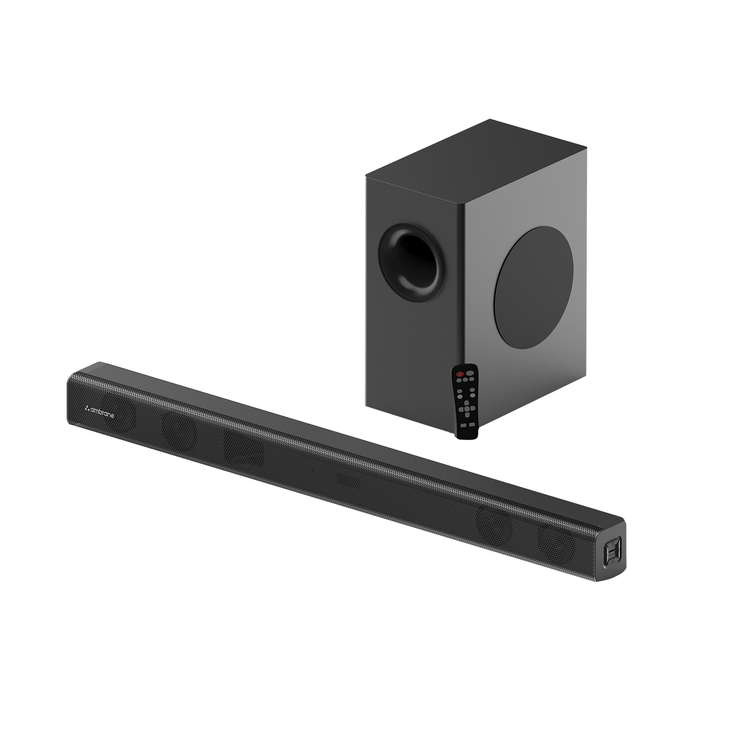 Ambrane Evoke Bar 120W Bluetooth Soundbar with Remote (Surround Sound, 2.1 Channel, Black)