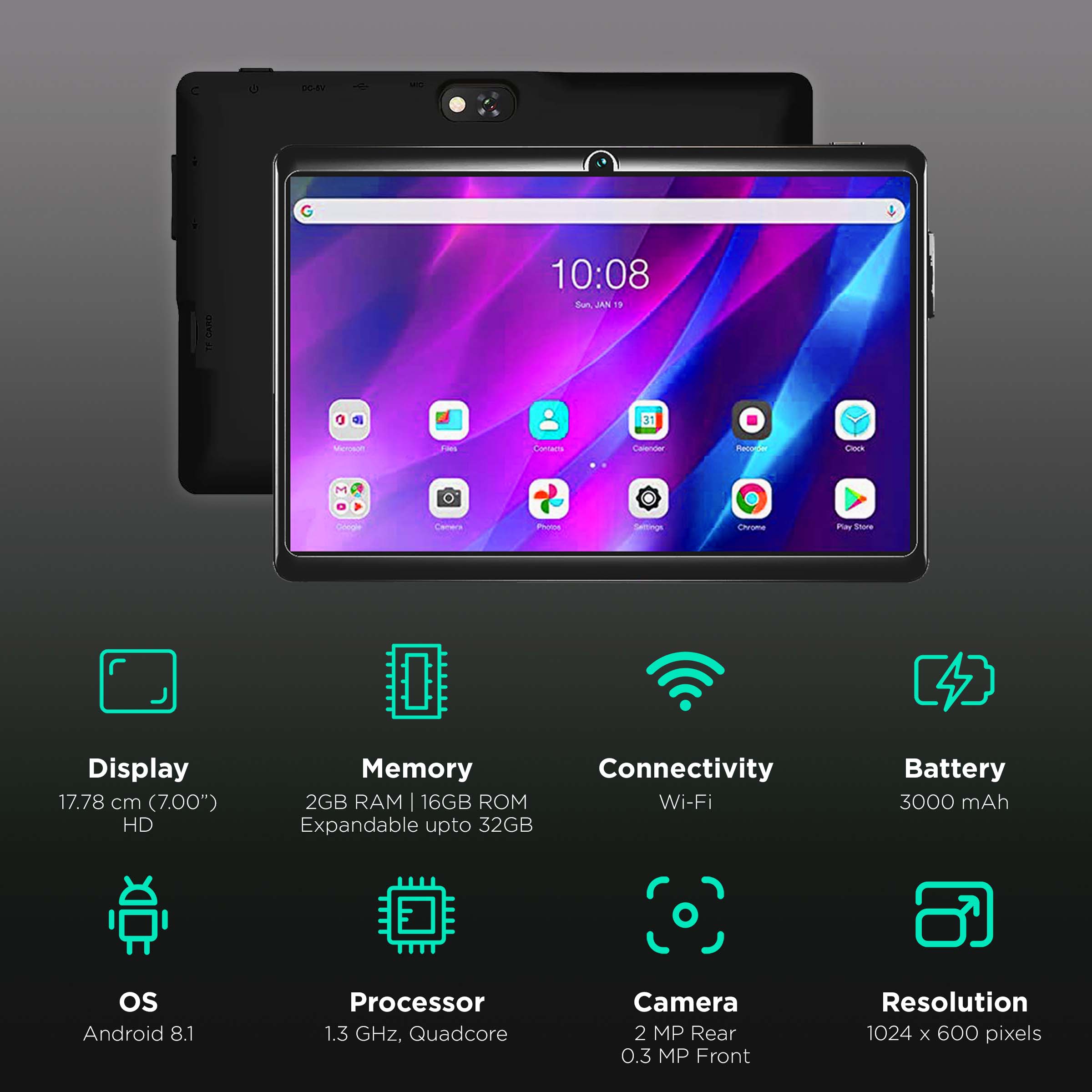I KALL N7 Wi-Fi Android Tablet (7 Inch, 2GB RAM, 16GB ROM, Black)