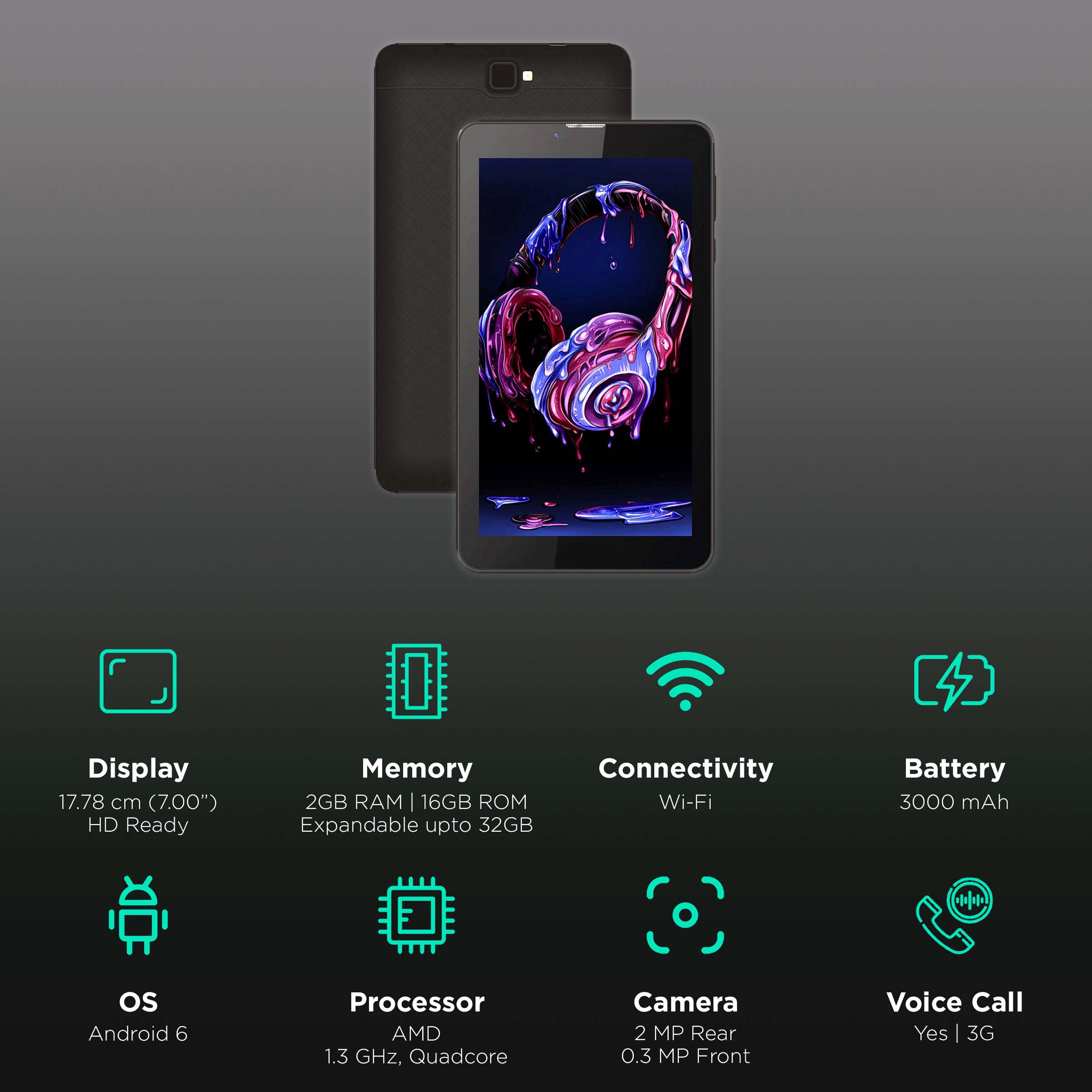 I KALL N9 Wifi + 3G Android Tablet (7 Inch, 2GB RAM, 16GB ROM, Black)_3