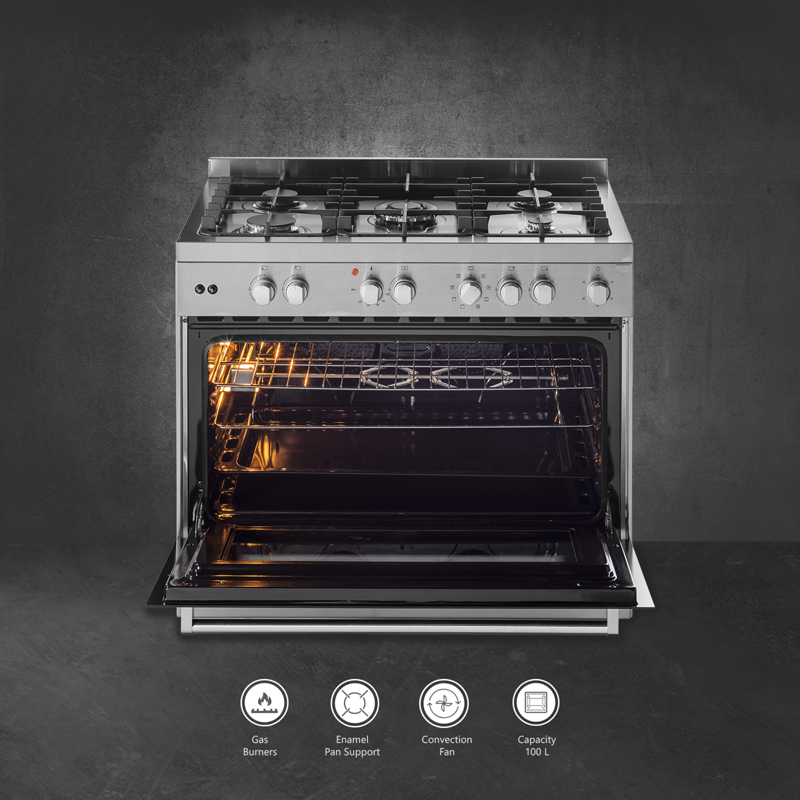 Buy KAFF 100 Litres 5 Burner Cooking Range with Electric Oven