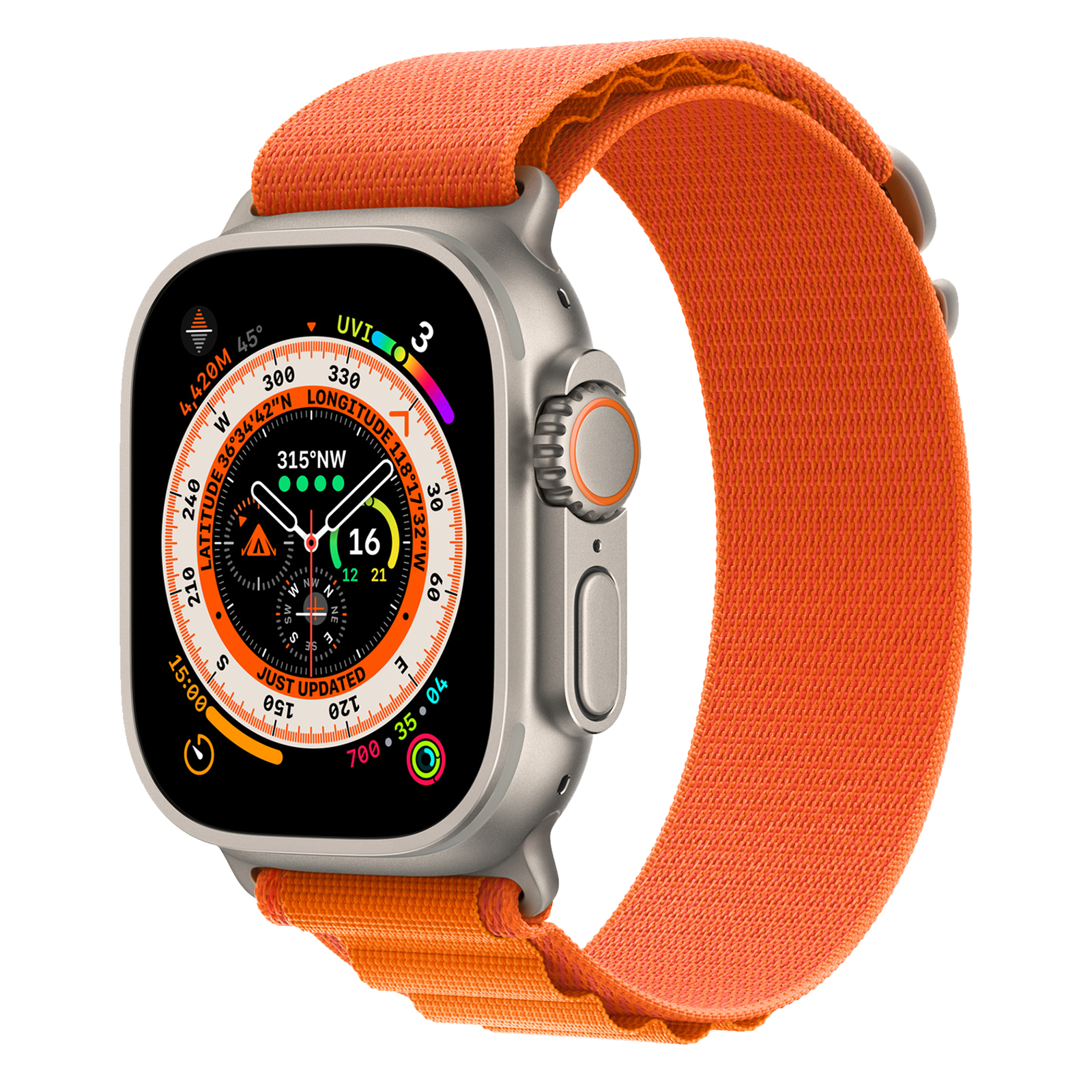 Apple Watch Ultra with Orange Alpine Loop (49mm Retina LTPO OLED Display, Titanium Case)_4