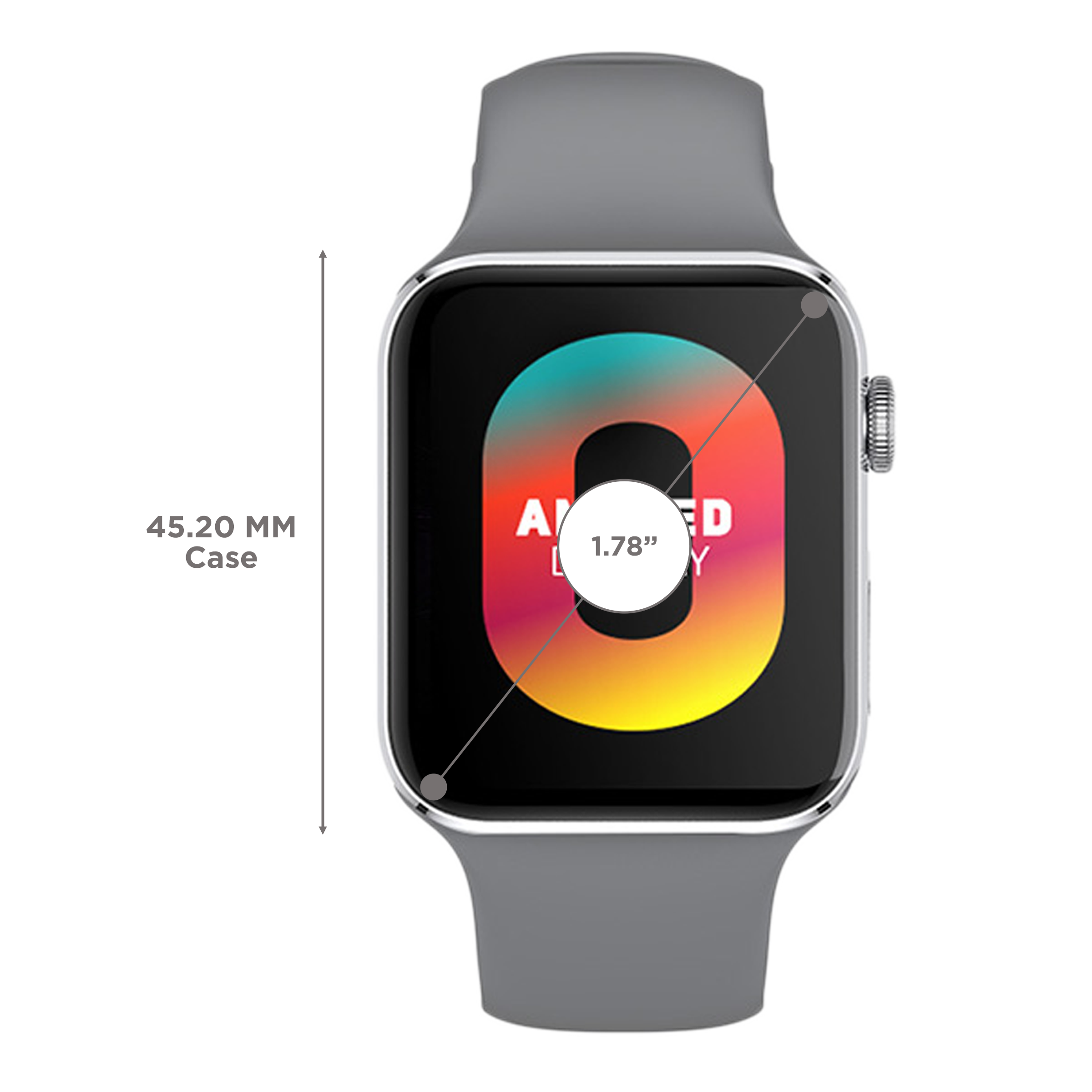 Inbase URBAN FIT S Smart Watch (Bluetooth, 45.2mm) (AMOLED Display, IB-3049, Silver/Grey, Silicone Band)_3