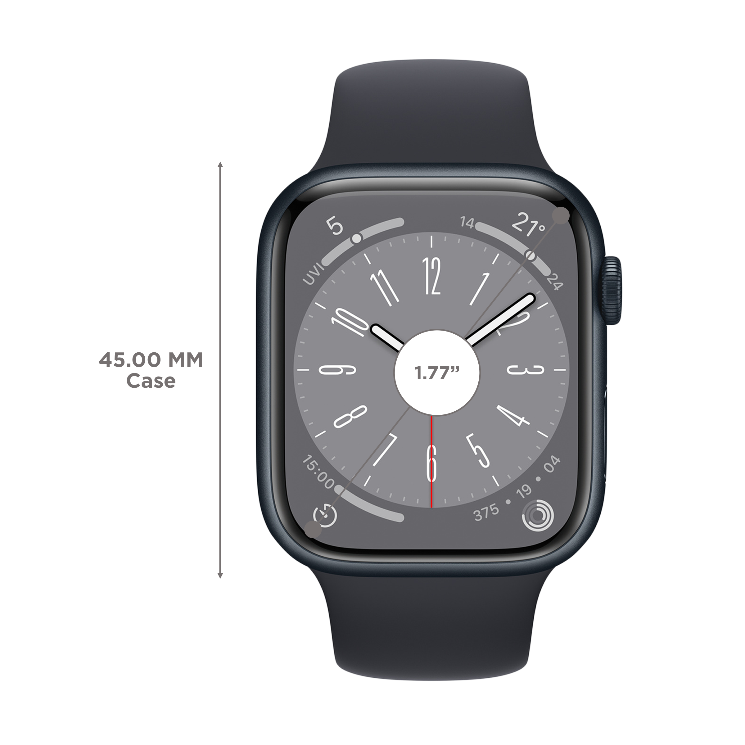 Apple Watch Series 8 with Sports Band (45mm Retina LTPO OLED Display, Midnight Aluminium Case)_3