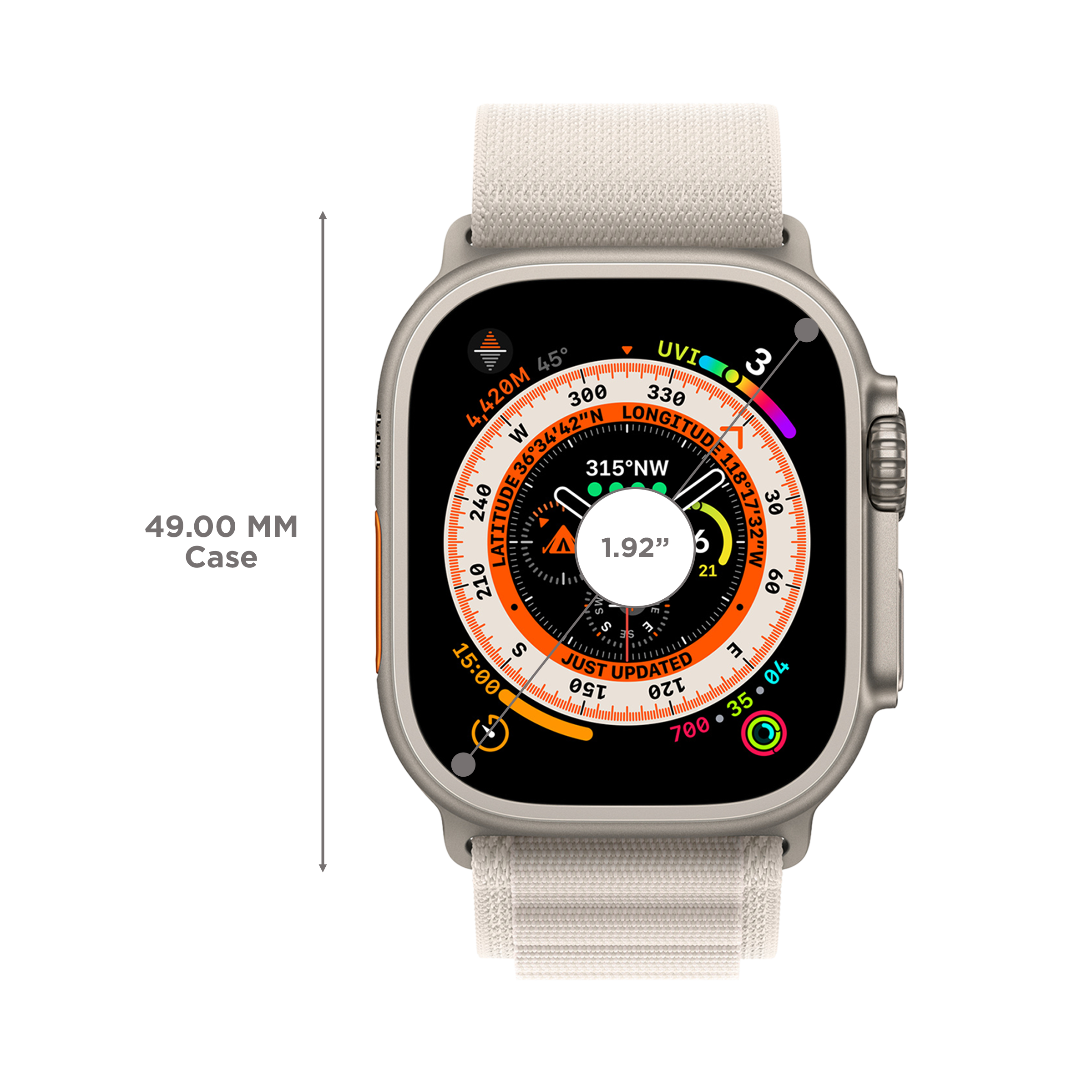 Apple Watch Ultra with Starlight Alpine Loop (49mm Retina LTPO OLED Display, Titanium Case)_3