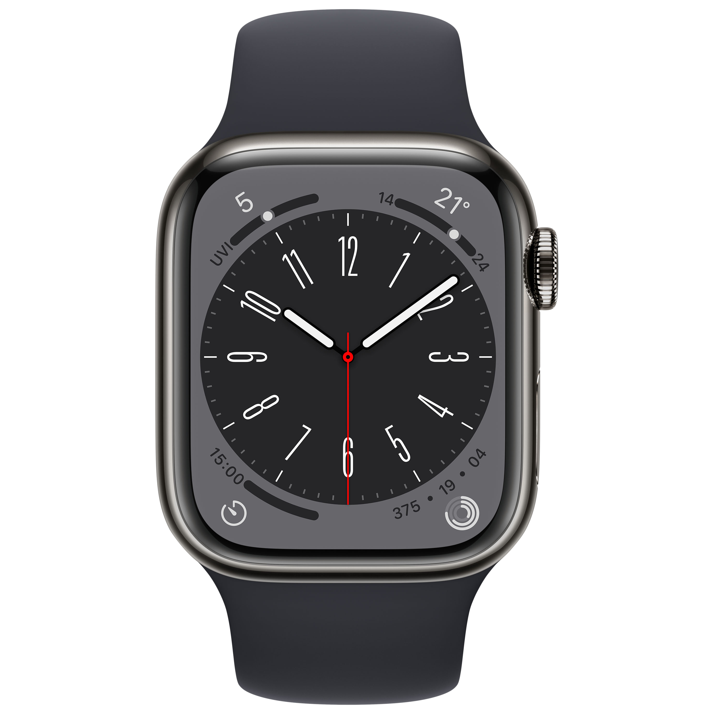 

Apple Watch Series 8 GPS + Cellular with Sports Band (41mm Retina LTPO OLED Display, Graphite Stainless Steel Case)