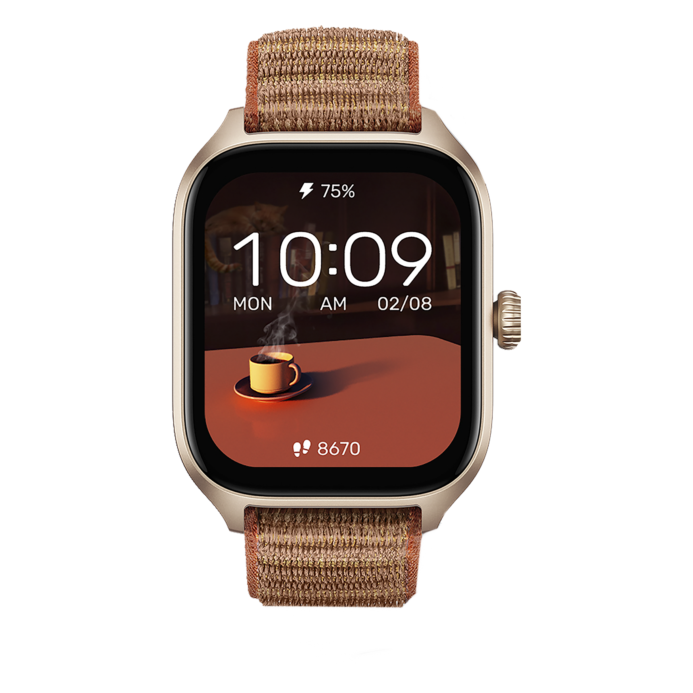 Amazfit GTS 4 Smartwatch with Bluetooth Calling (44.4mm AMOLED Display, 5ATM Water Resistant, Autumn Brown Strap)_1