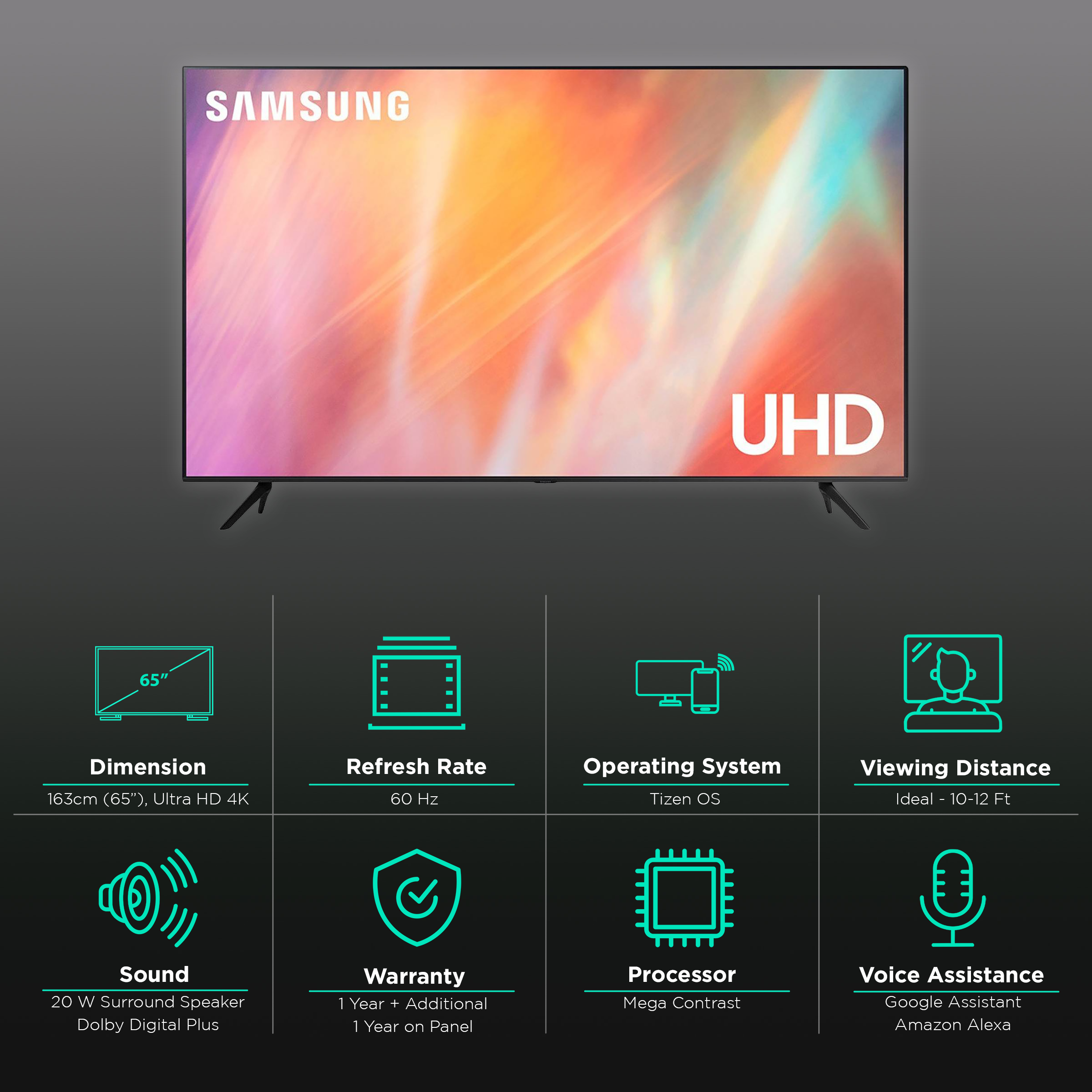 Buy SAMSUNG Crystal 4K Pro 163 cm (65 inch) 4K Ultra HD LED Tizen TV ...