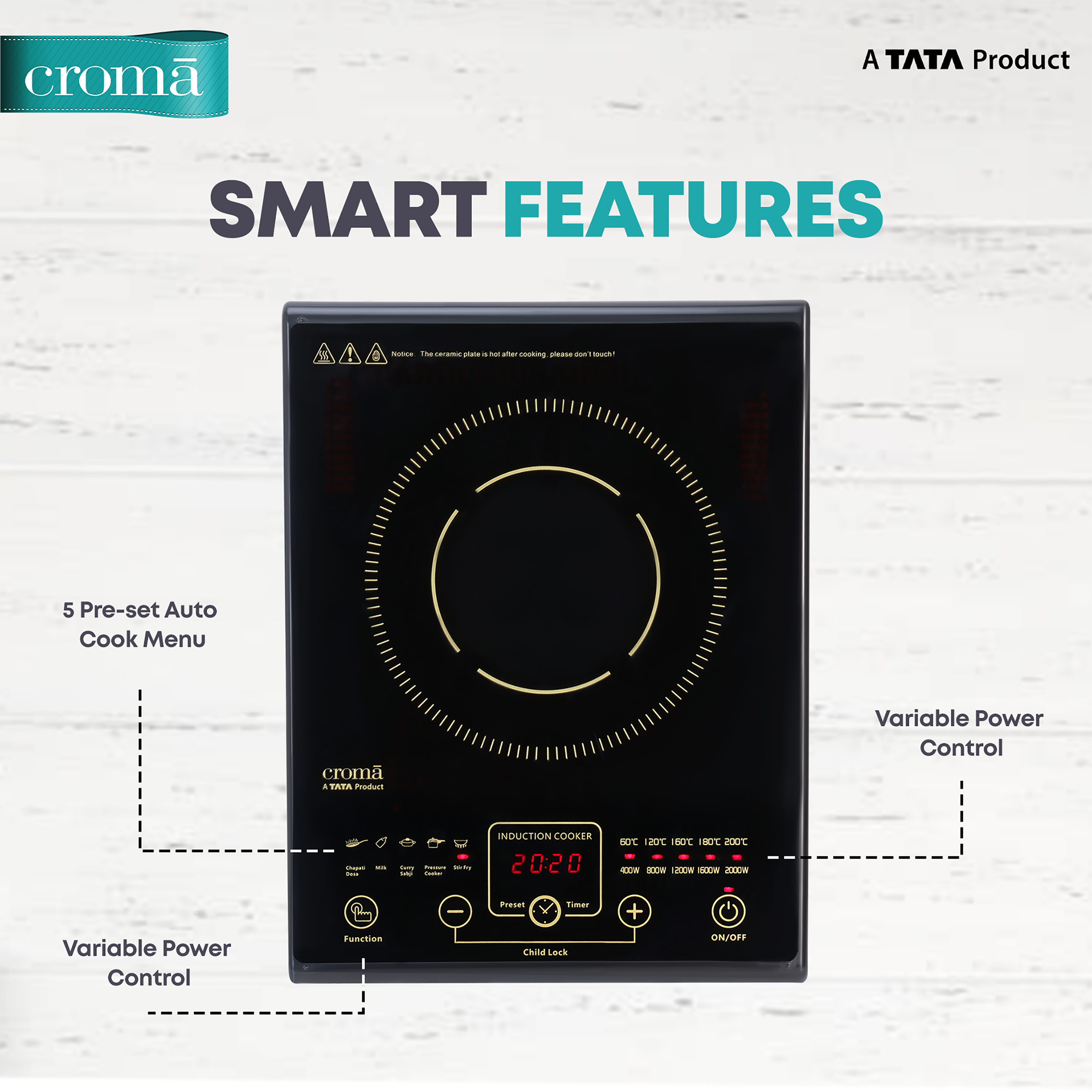 croma induction cooker 2000w