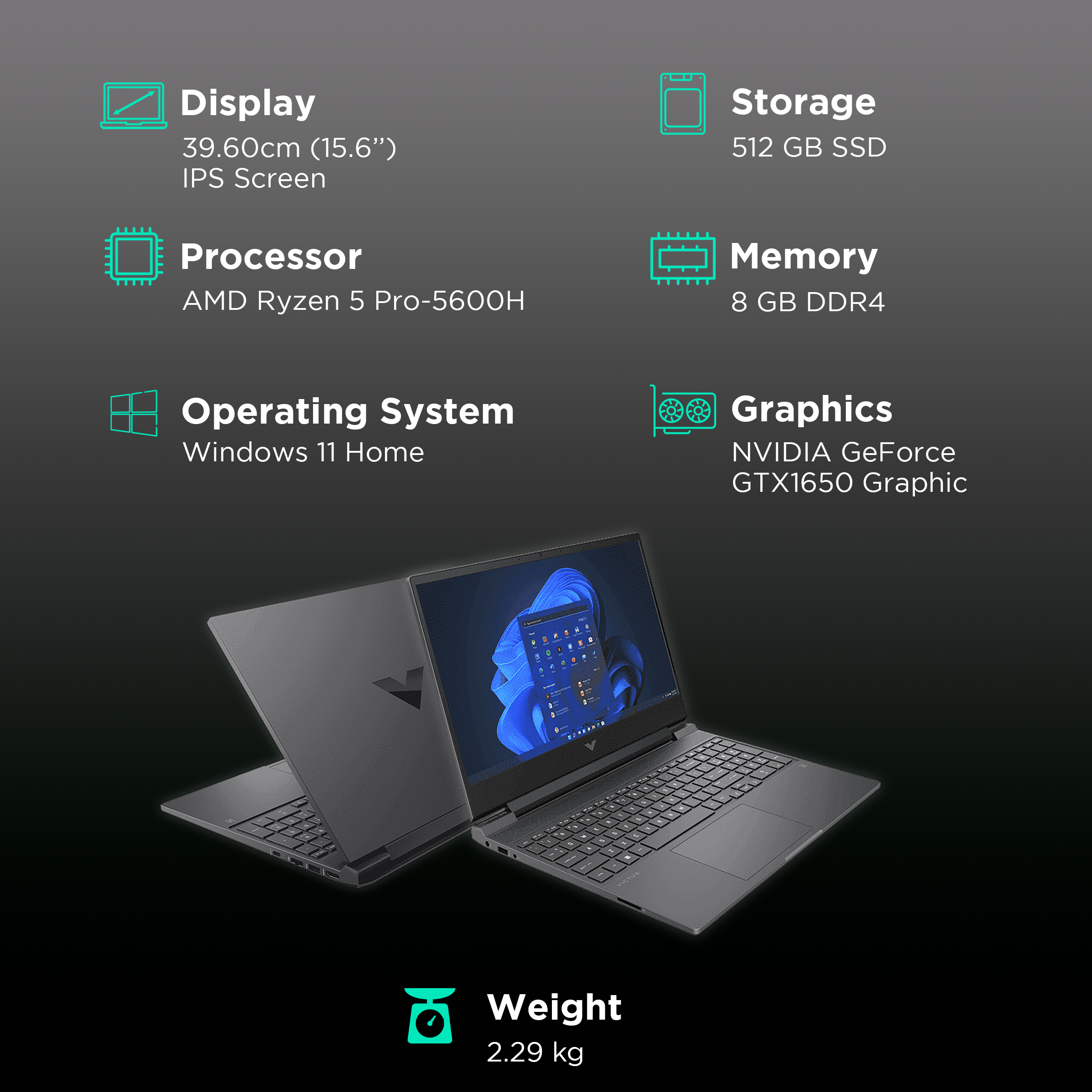 Buy HP Victus Gaming Laptop (AMD Ryzen 5 processor/8 GB RAM /512 GB  SSD/39.6 cm (15.6)/Windows 11 Home/NVIDIA GeForce RTX) -15-fb1002AX at Best  Price